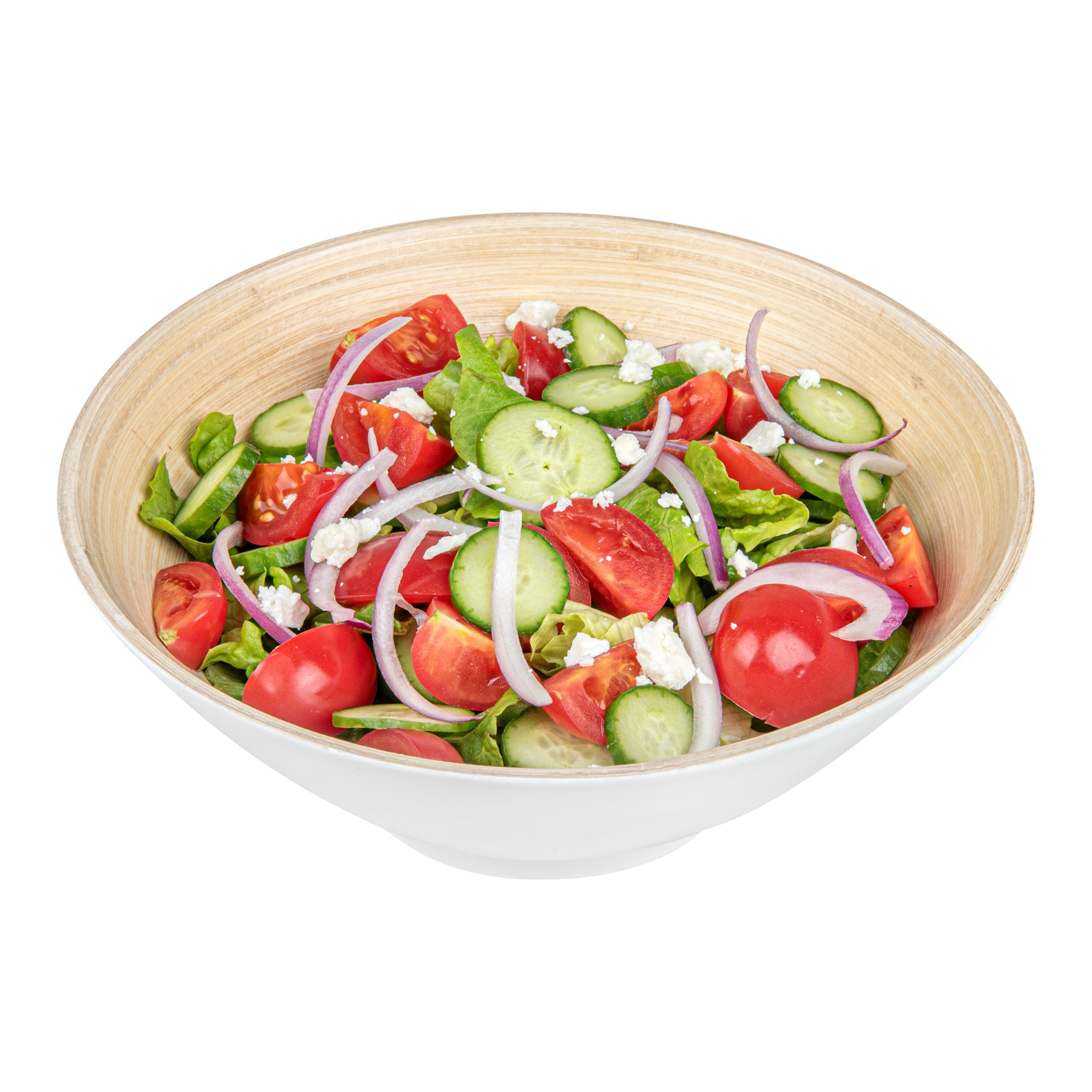 Bambuddha 29 oz Round White Spun Bamboo Serving Bowl - 8.25