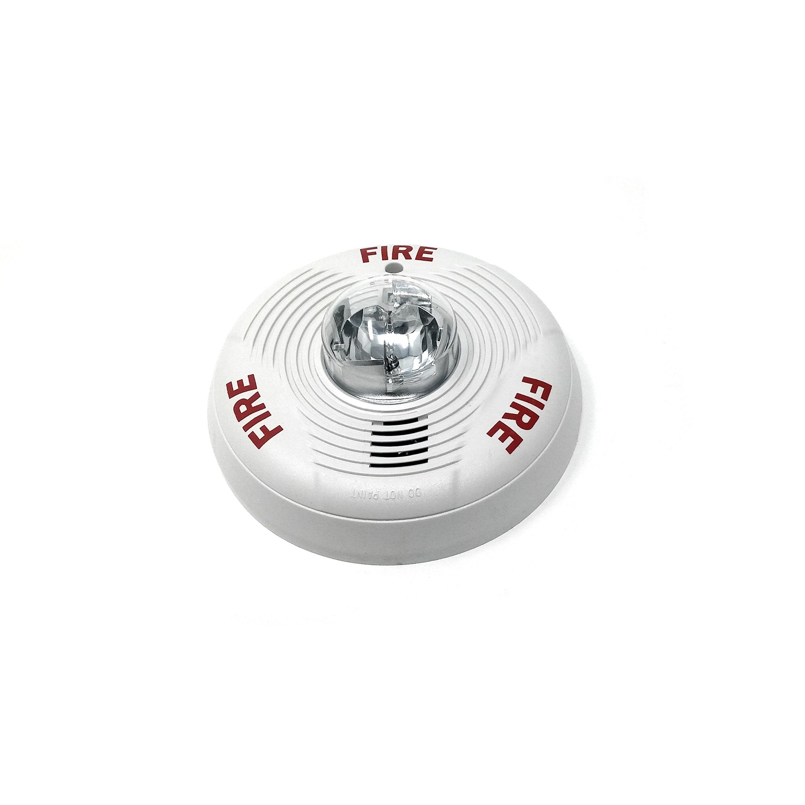 SYSTEM SENSOR PC4W 4-Wire Horn Strobe Alarm with Ceiling Mount - White - Fire Safety Device for Commercial Buildings & Warehouses