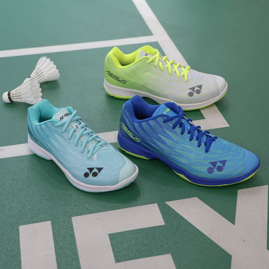 Yonex Aerus Z2 Wide Badminton Shoes for Men & Women - Lightweight Gray/Yellow Court Shoes for Indoor Sports & Training