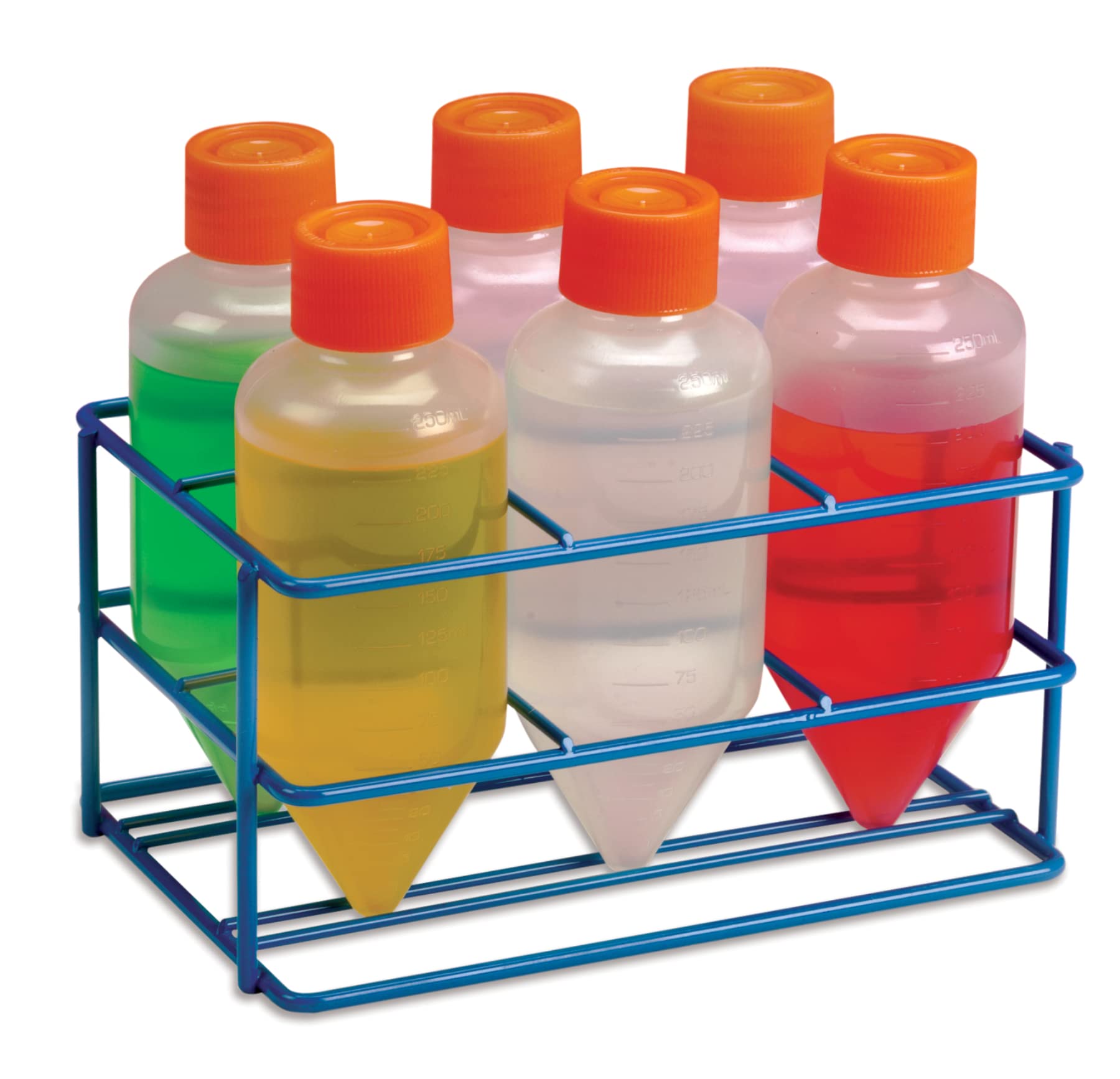 Heathrow Scientific Coated Wire Centrifuge Bottle Rack - 6 Bottle Capacity, Autoclavable & Chemical Resistant, Blue - Ideal for Laboratory, Medical & Research Use