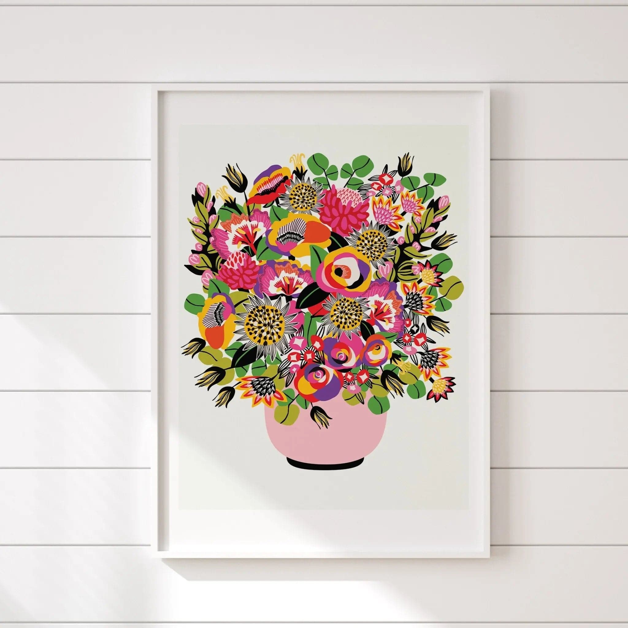 Modern Roses and Lilies Wall Art Print - Floral Canvas Painting for Living Room, Bedroom & Office Decor
