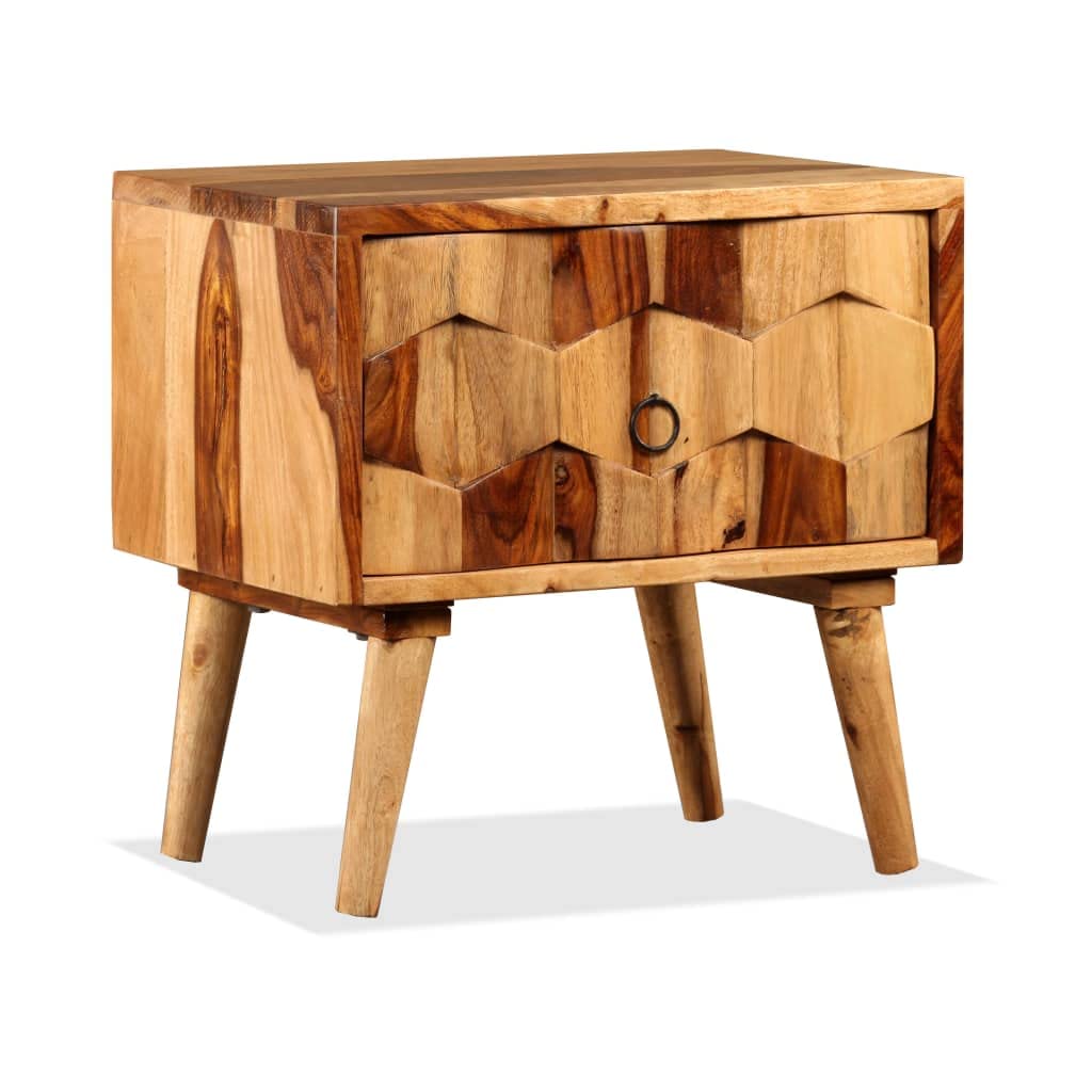 CHARMMA Solid Sheesham Wood Bedside Cabinet with 1 Drawer - Perfect for Bedroom Storage & Nightstand Organization