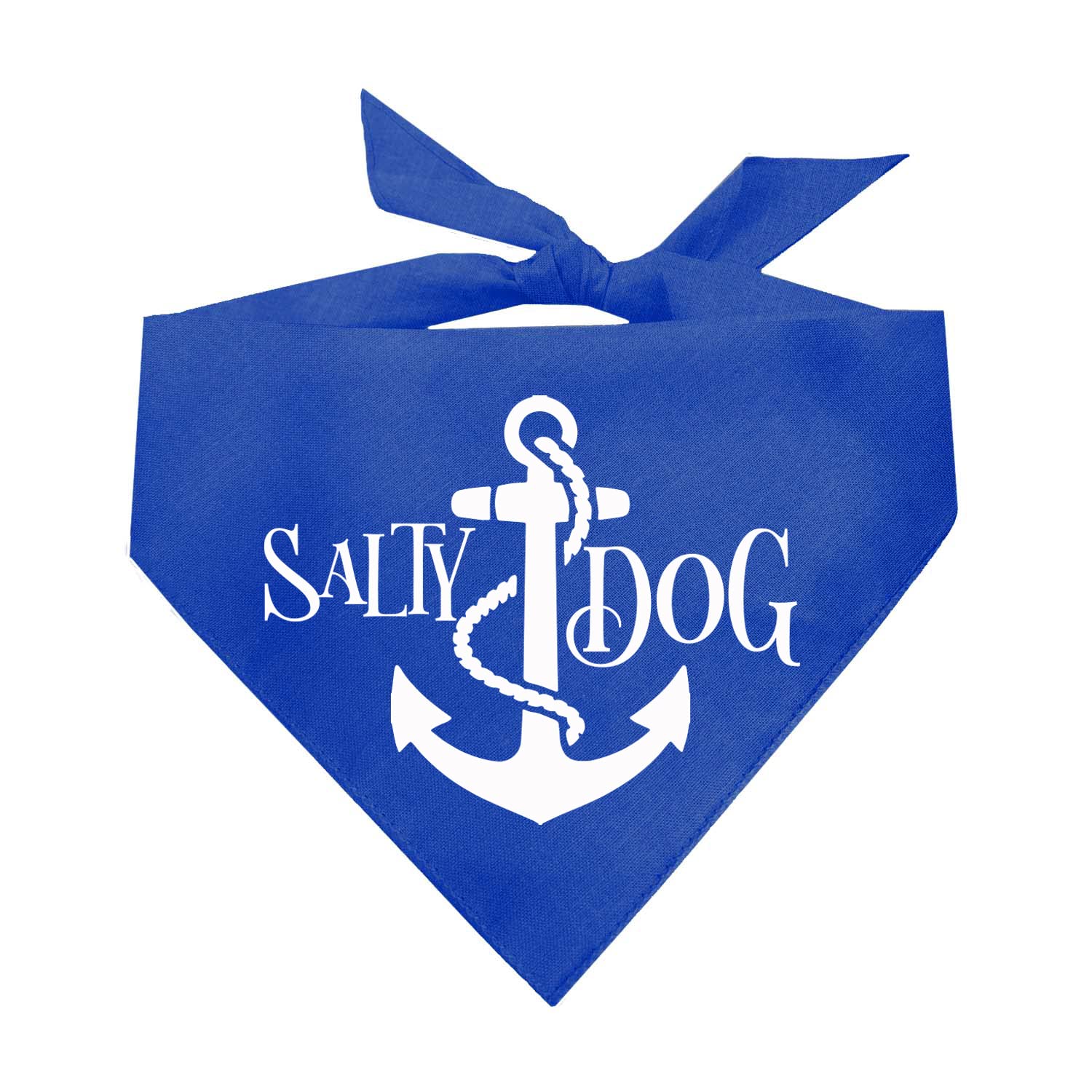 Salty Dog Beach Dog Anchor Dog Bandana - 100% Cotton Royal Blue One Size Adjustable for Dogs - Perfect for Beach Outings, Boating & Summer Adventures