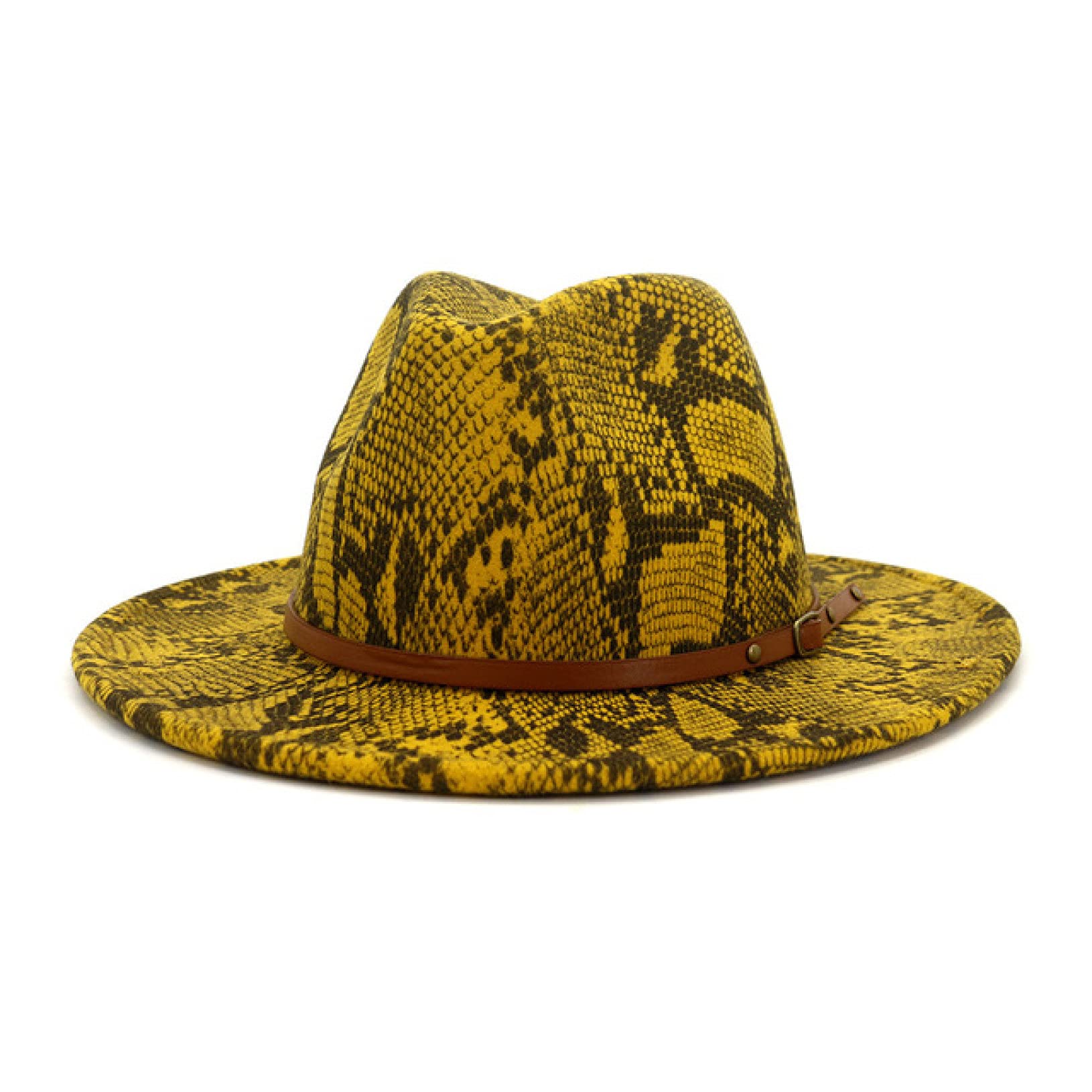 Stylish Women's Wool Fedora Hat with Snakeskin Print - Wide Brim Winter Jazz Hat for Fall & Winter Fashion | Perfect for Outdoor Events, Concerts, and Vintage Style Outfits