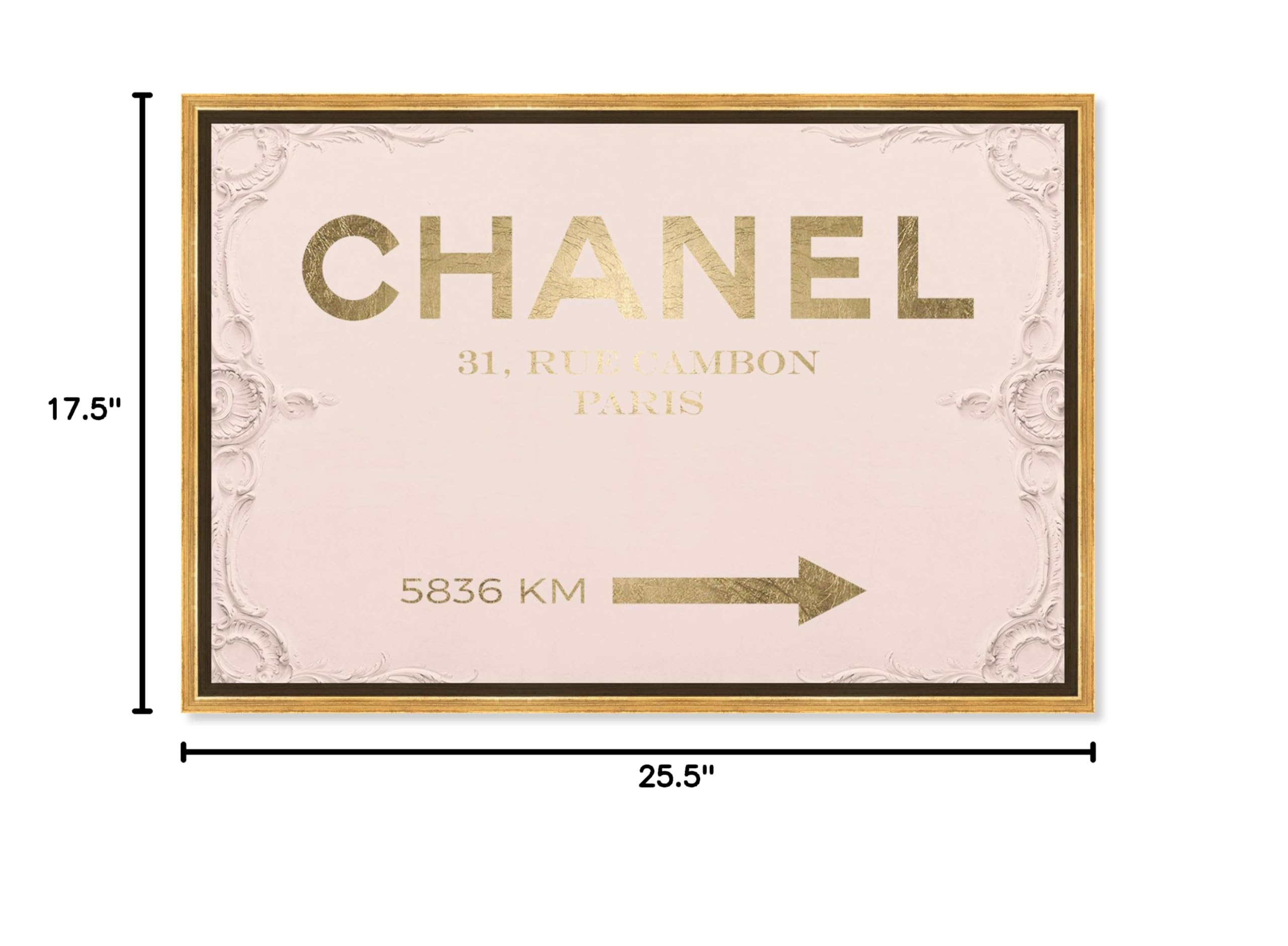 Oliver Gal Fashion Glam Gold Frame Canvas Wall Art - Rococo Style Pink & Gold Home Decor (24x16 Inches) for Living Room, Bedroom & Bathroom | Perfect for Modern Glamour Interiors & Luxury Gift Giving