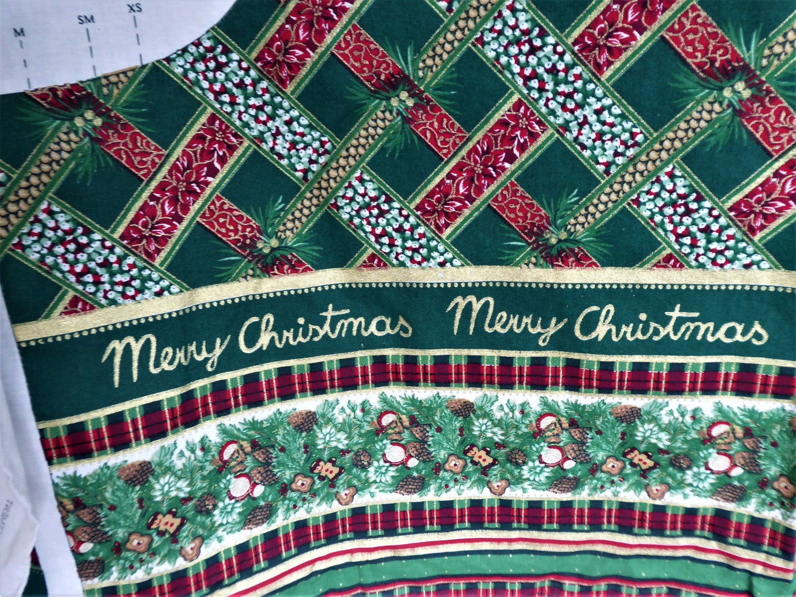 Christmas Vest Fabric Panel - Cut and Sew DIY Holiday Craft with Holly Roses & Plaid Gold Design | Perfect for Xmas Decorations, Quilting, and Festive Sewing Projects