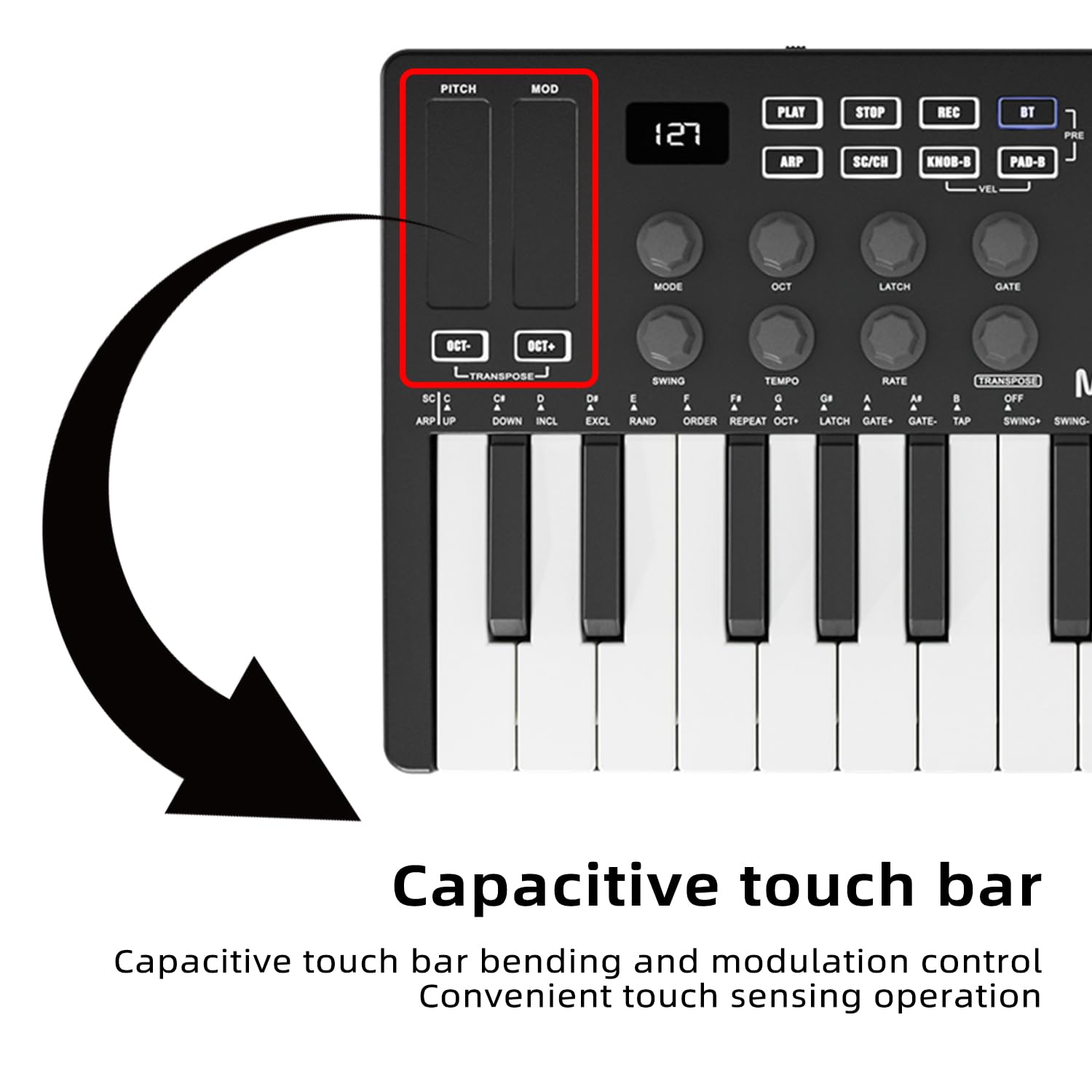 M-VAVE 25 Key USB MIDI Keyboard Controller with 8 Backlit Drum Pads - Wireless Semi-Weighted Professional Dynamic Keybed, 8 Knobs & Included Software - Perfect for Music Production, Home Studio Recording & Live Performances