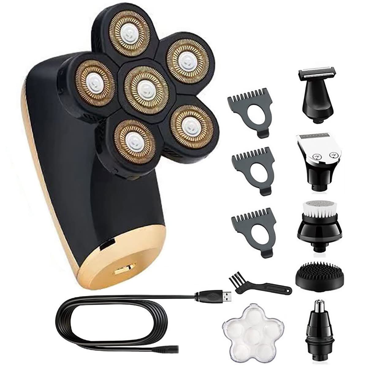 6-in-1 Waterproof Electric Razor for Men with LCD Display - Powerful Beard Trimmer & Body Shaver for Bald Head & Facial Hair | Perfect for Travel, Gym & Daily Grooming