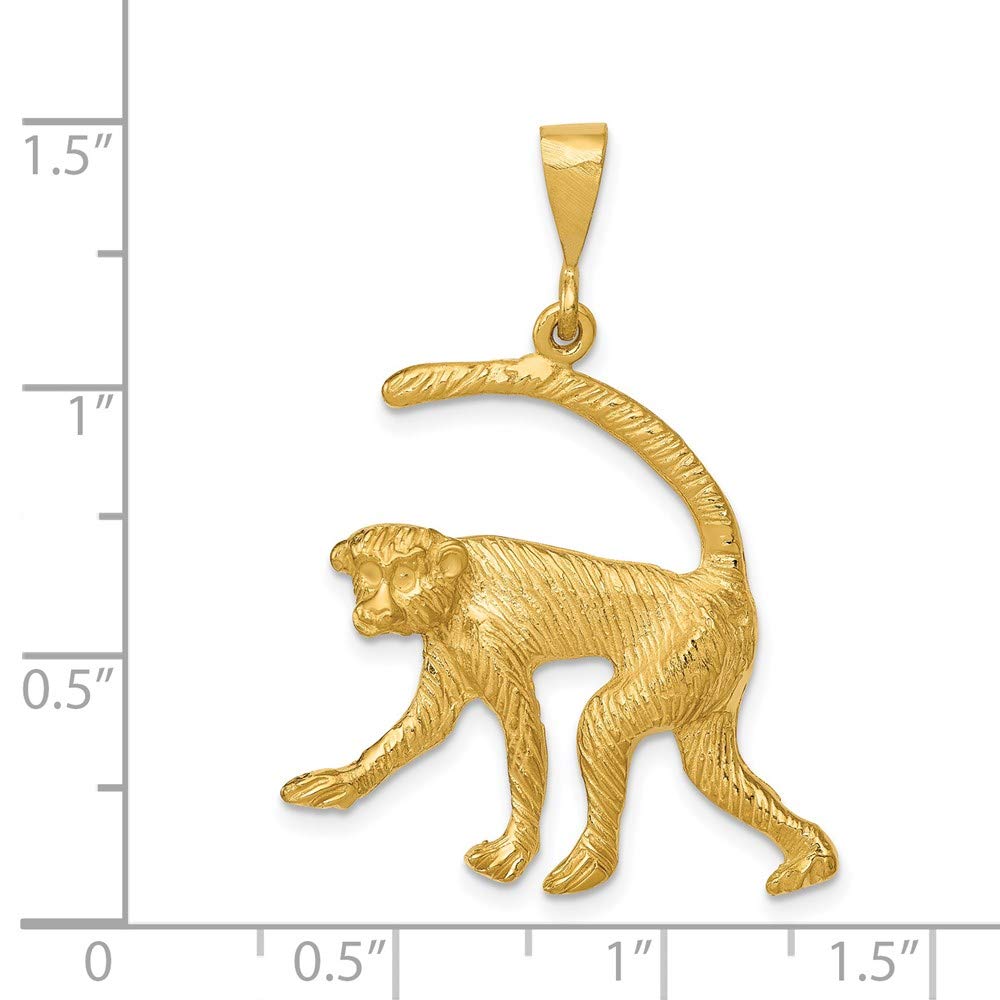 14k Yellow Gold Monkey Pendant - Black Bow Jewelry for Gifts & Parties