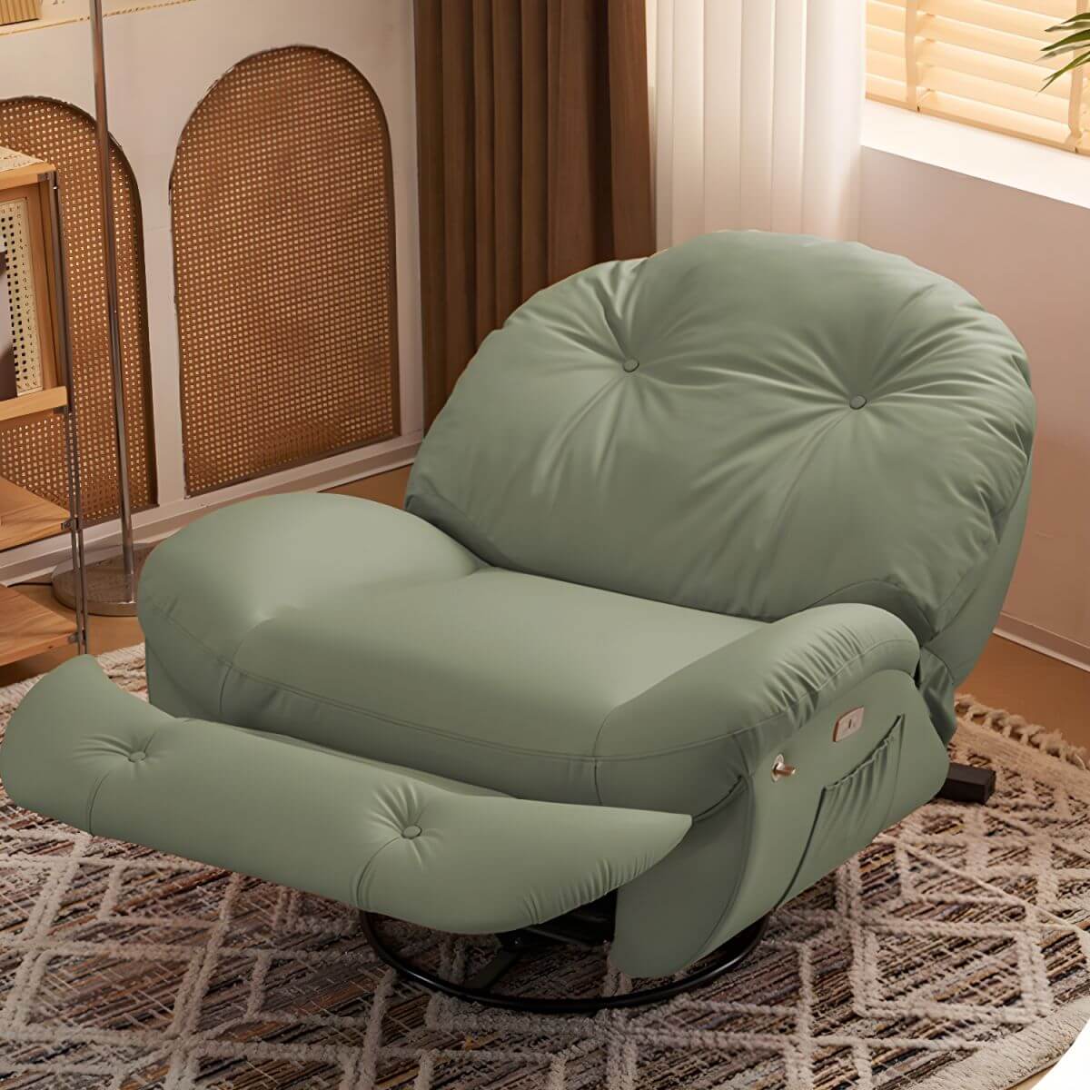 Modern Ergonomic Power Recliner Chair with Faux Leather Upholstery & Tufted Design - Electric Massage Reclining Sofa for Living Room, Home Theater & Office Comfort
