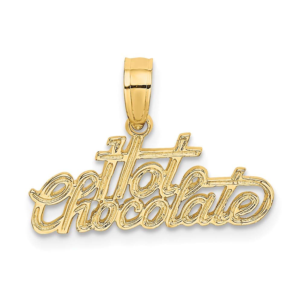 14K Yellow Gold Hot Chocolate Script High Polish Engraved Pendant - Elegant Jewelry Gift for Women, Perfect for Valentine's Day, Anniversary & Special Occasions