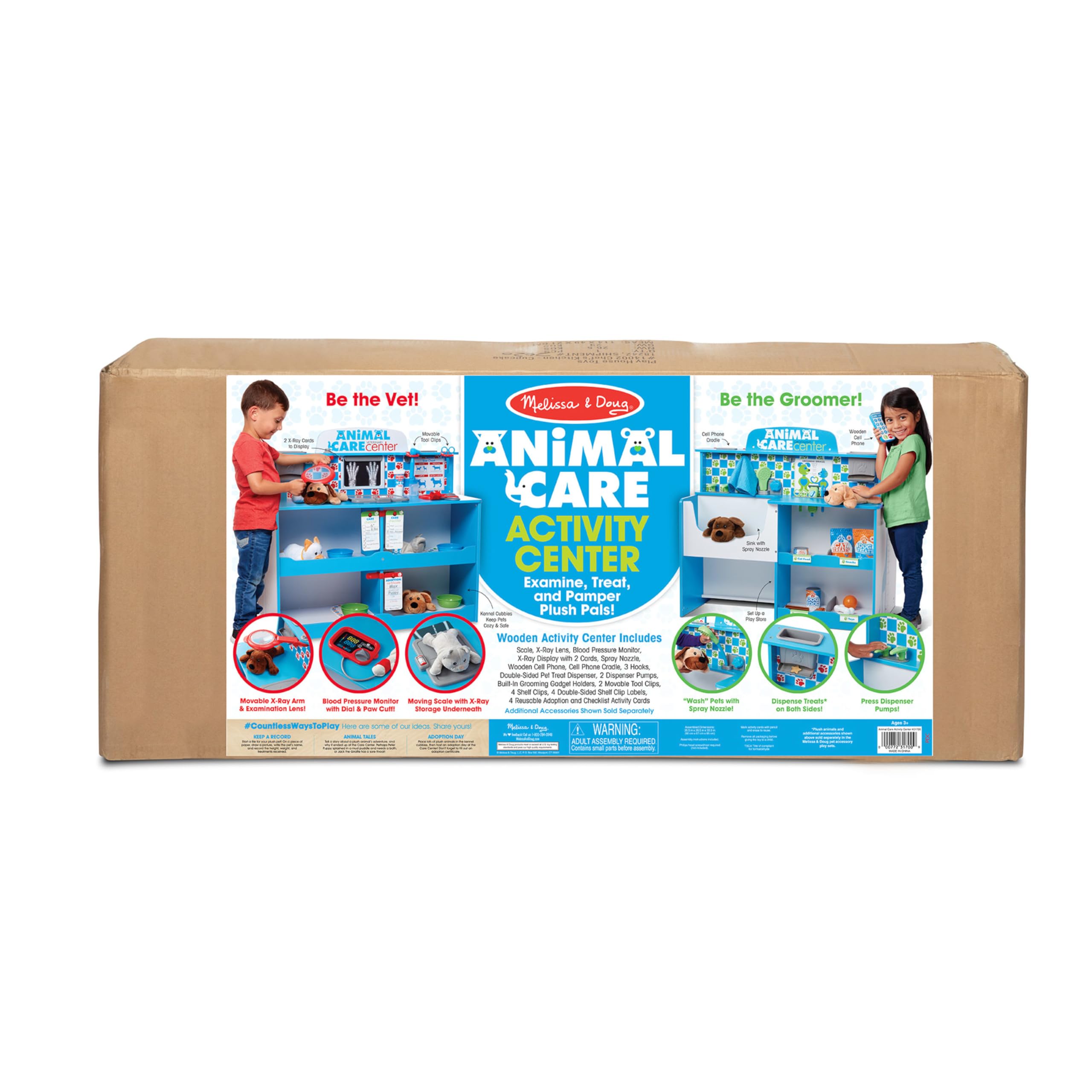 Melissa & Doug Wooden Animal Care Veterinarian & Groomer Activity Center - Pretend Play Vet Set for Kids with Stuffed Animals | Perfect for Imaginative Play, Role-Playing Games & Early Childhood Development