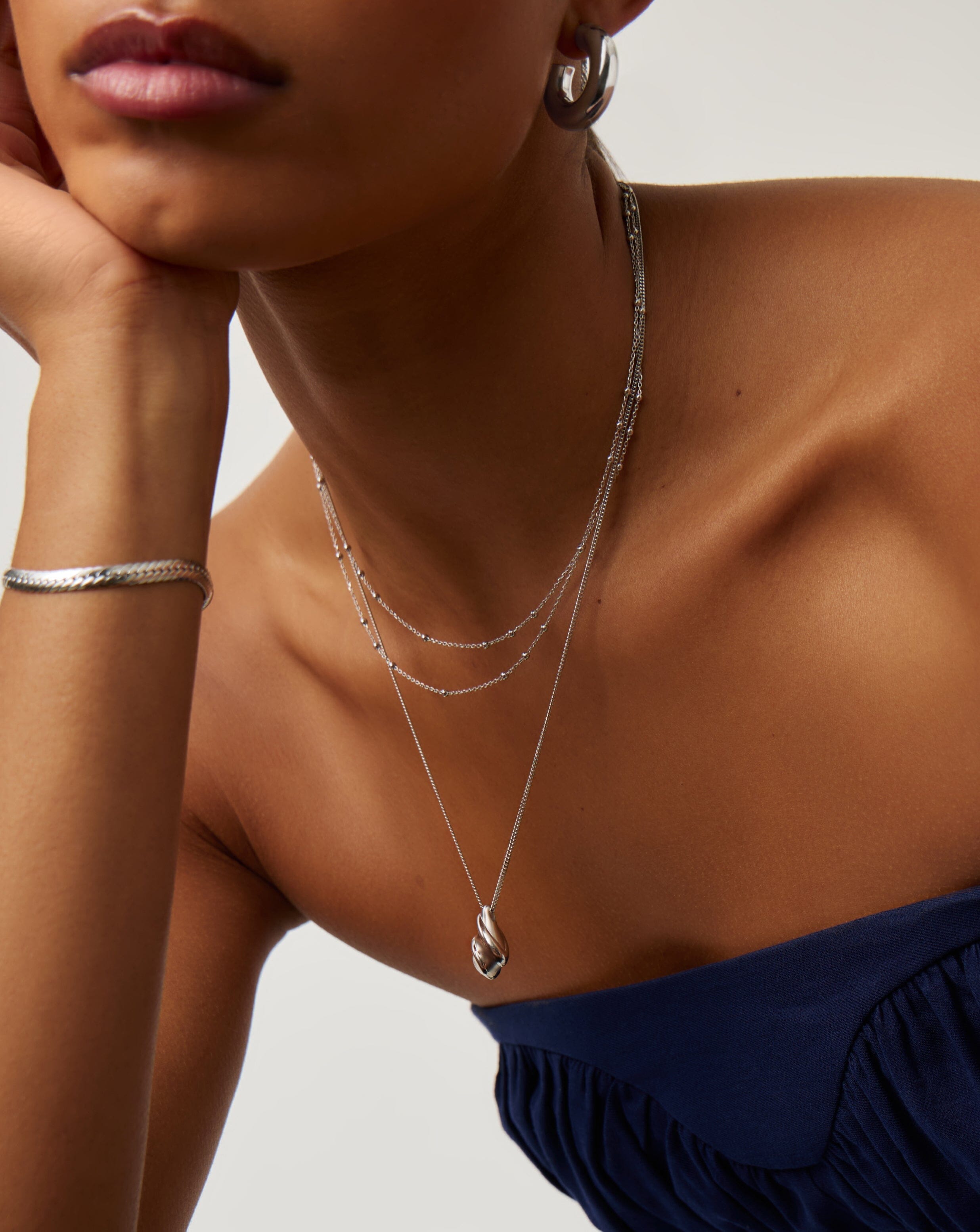 Savi Ridge Droplet Pendant Necklace - Silver Plated Dainty Layering Necklace for Women, Perfect for Everyday Wear, Date Night & Gift Giving