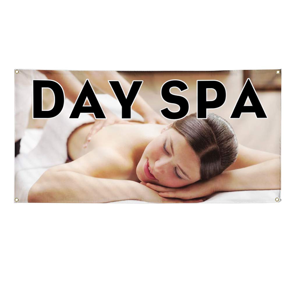 Durable 48x96 Inches Vinyl Banner with 8 Grommets - Weatherproof Outdoor Advertising Sign for Day Spa, Business & Industrial Yard - Multiple Sizes Available - Perfect for Storefronts, Events & Trade Shows