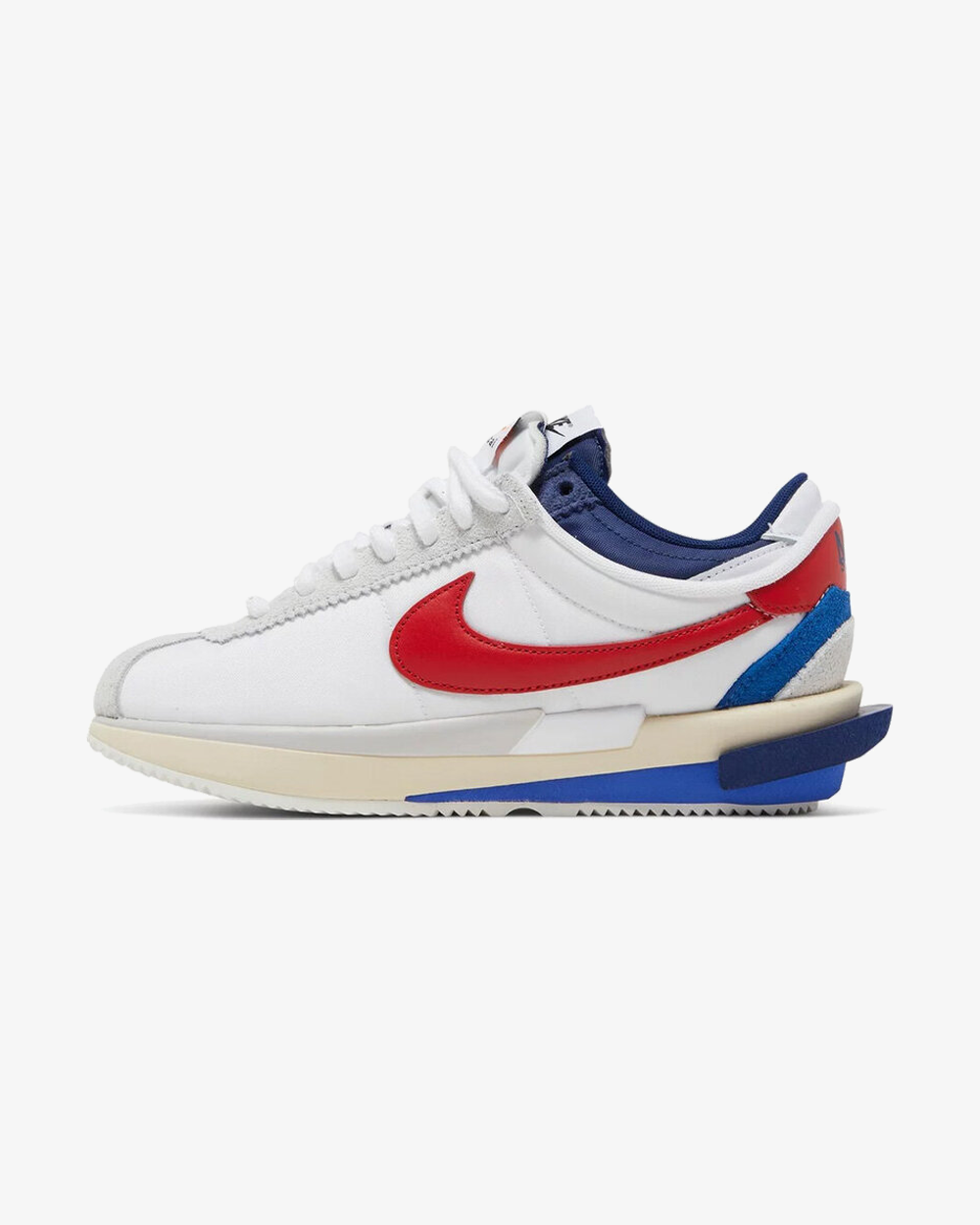 Nike x Sacai Zoom Cortez SP Sneakers in White & University Red - Retro Running Shoes for Men & Women - Perfect for Casual Wear, Street Style & Gym Workouts