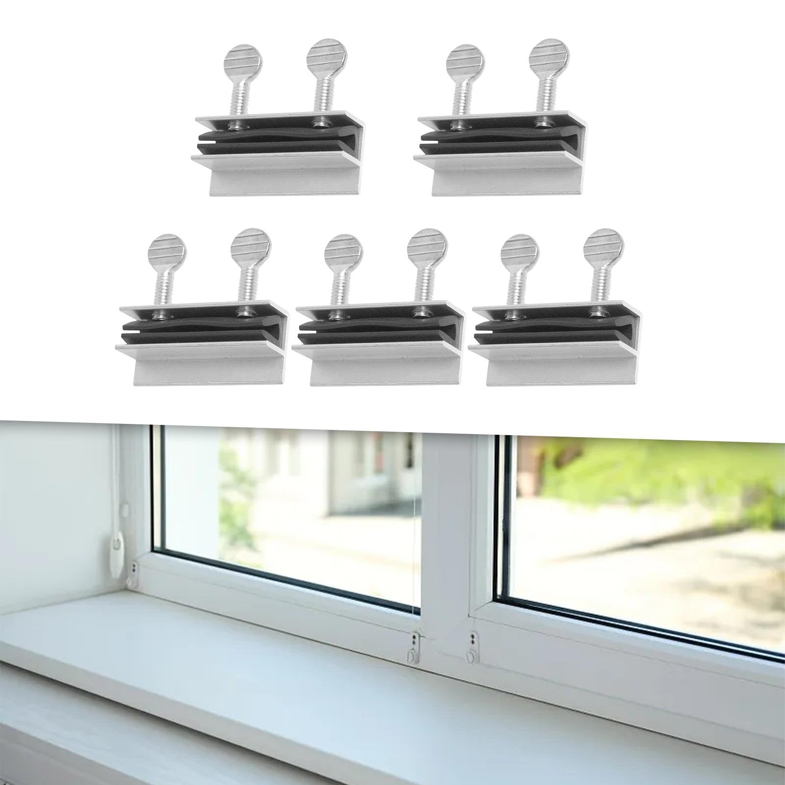 5Pcs Window Lock - Child Safety Window Restrictor, Anti-Theft Lock Buckle, Easy Install Door Lock Stopper (24x24x60mm) for Home, Patio & Sliding Windows - Prevent Accidental Falls & Burglary