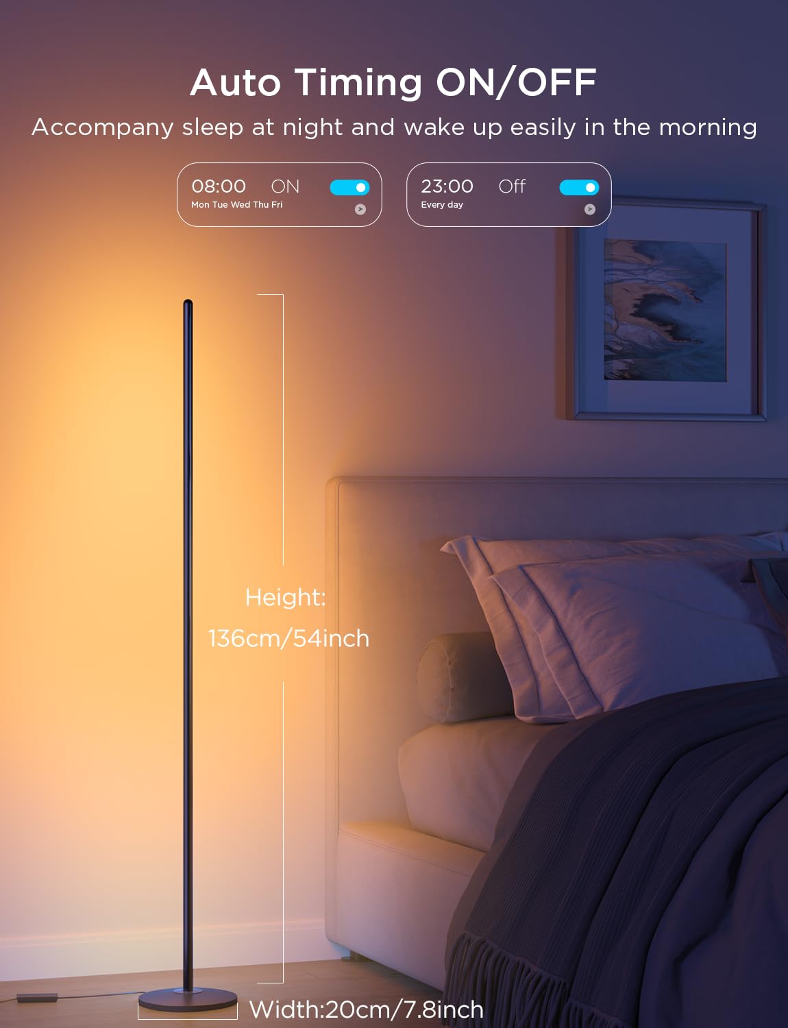 Govee RGBIC Smart LED Floor Lamp - 61 Scene Modes, Music Sync, Modern Corner Standing Lamp for Living Room & Bedroom | Mood Lighting, Home Decor, Gaming Setup