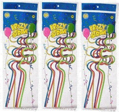 Colorful Krazy Straws Rainbow Pack - 3 Packs of 6 (18 Total) Fun Drinking Straws for Kids Parties, Smoothies & Milkshakes