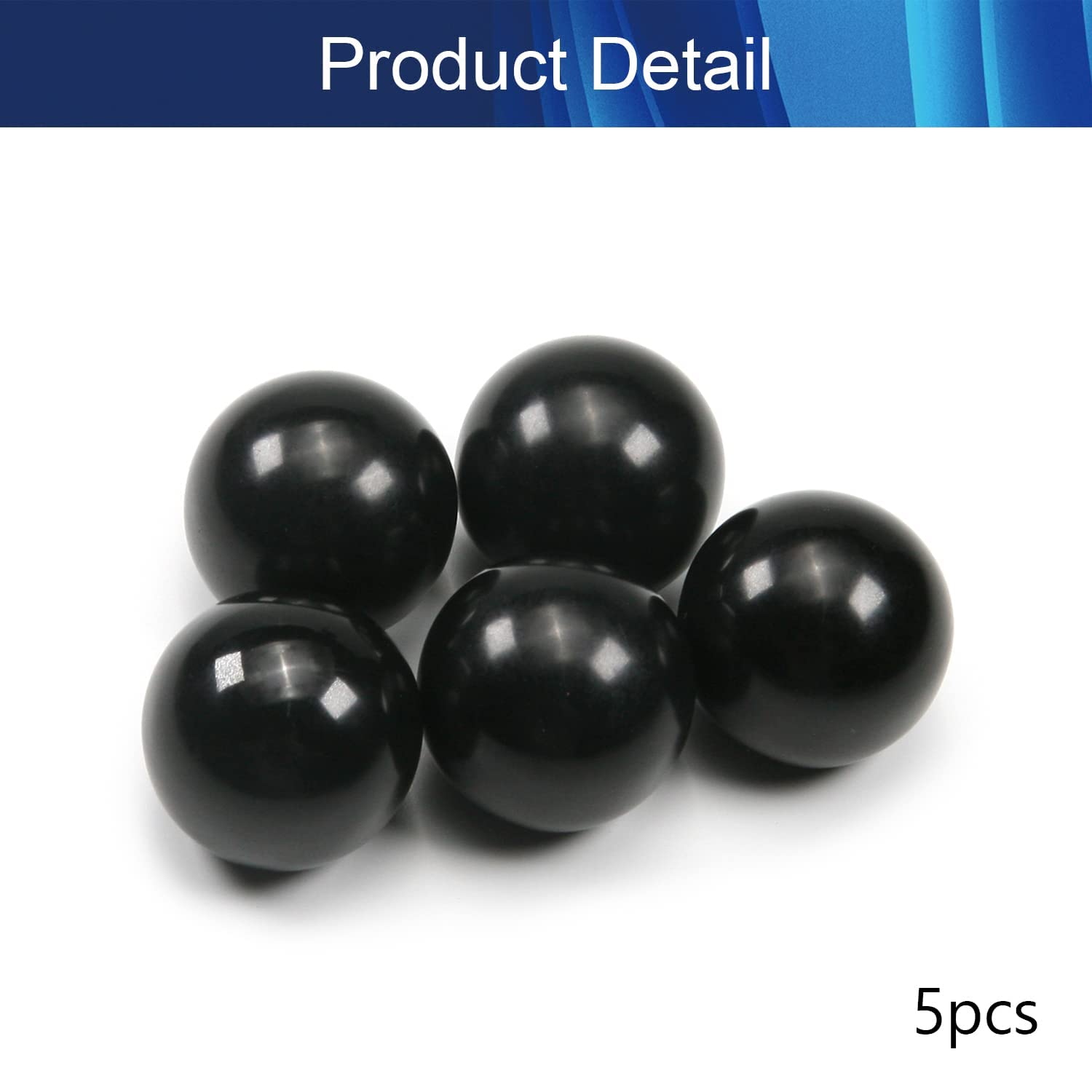 Aicosineg M6 25mm Ball Knobs - 5Pcs Black Cabinet Pulls for Drawers & Furniture