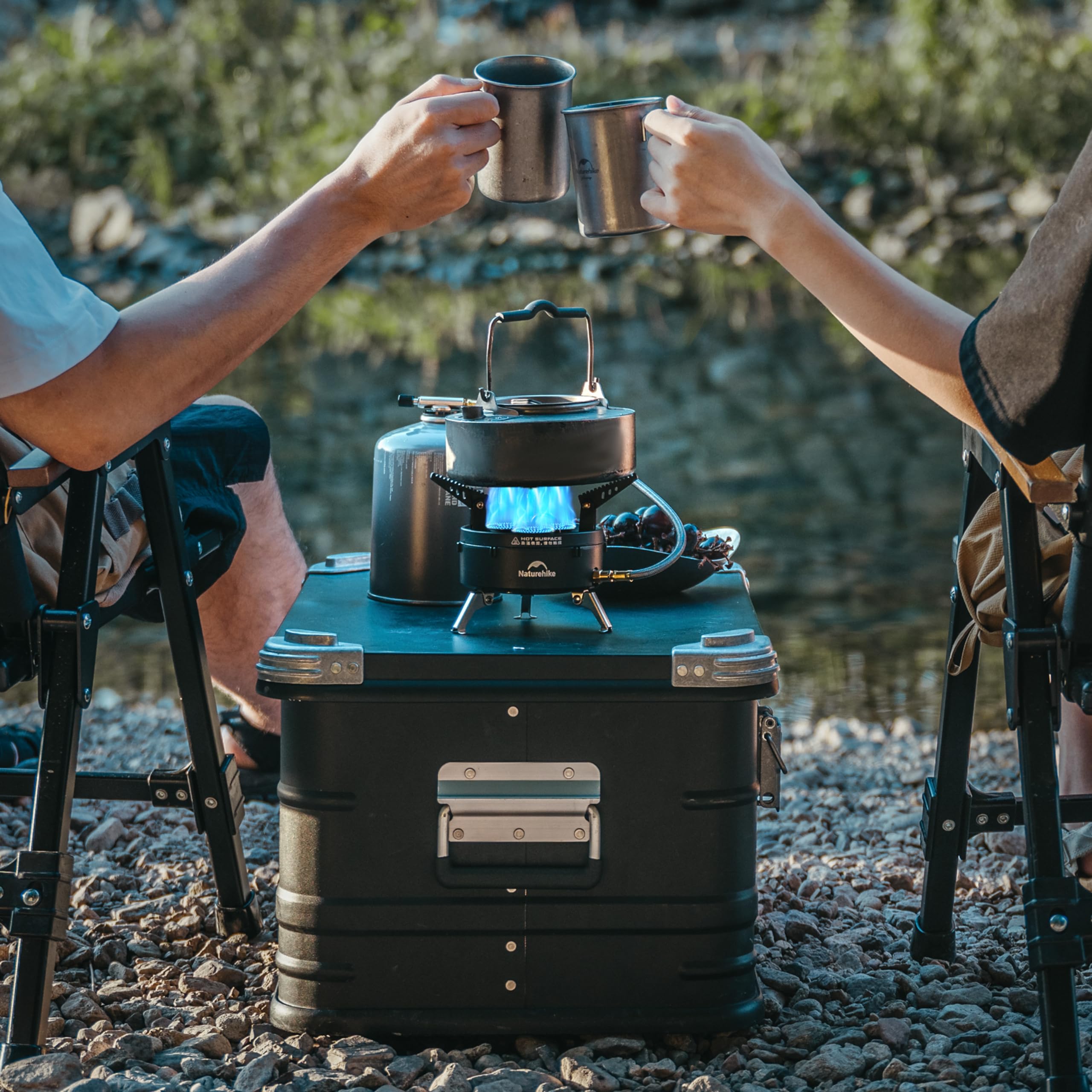 Naturehike Portable 3-Burner Camping Gas Stove for IGT Table - Compact Isobutane Stove with Storage Bag & Foldable Brackets - Perfect for Outdoor Cooking, Car Camping, Tailgating, Picnics and Backpacking Adventures