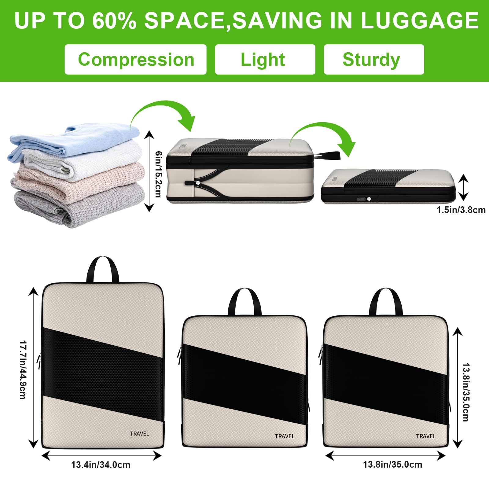 UNTIFUL 6-Piece Compression Packing Cubes Set - Travel Organizer for Suitcases | Perfect for Business Trips, Vacations & Weekend Getaways