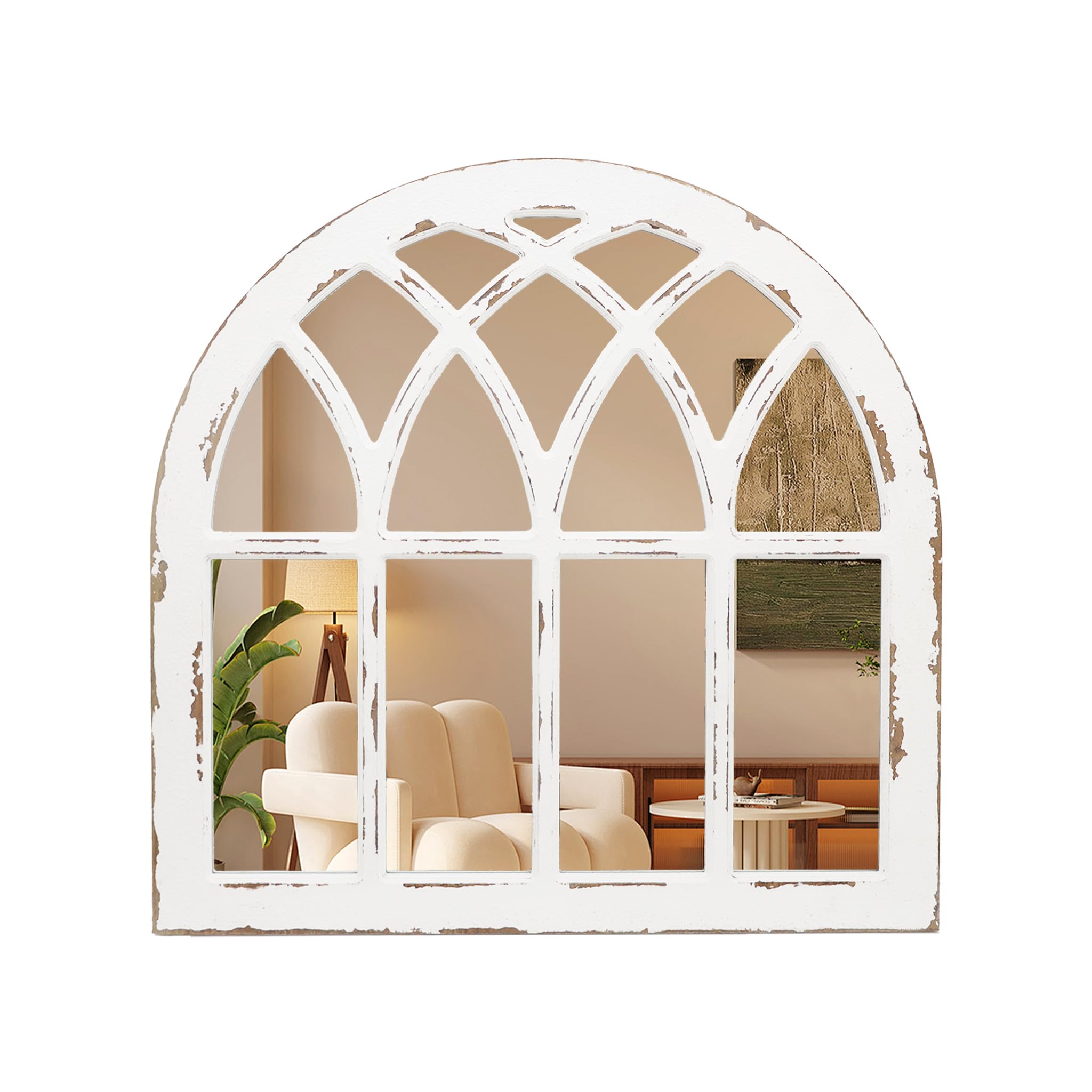 Vintage Barn Farmhouse White Arch Mirror - 32