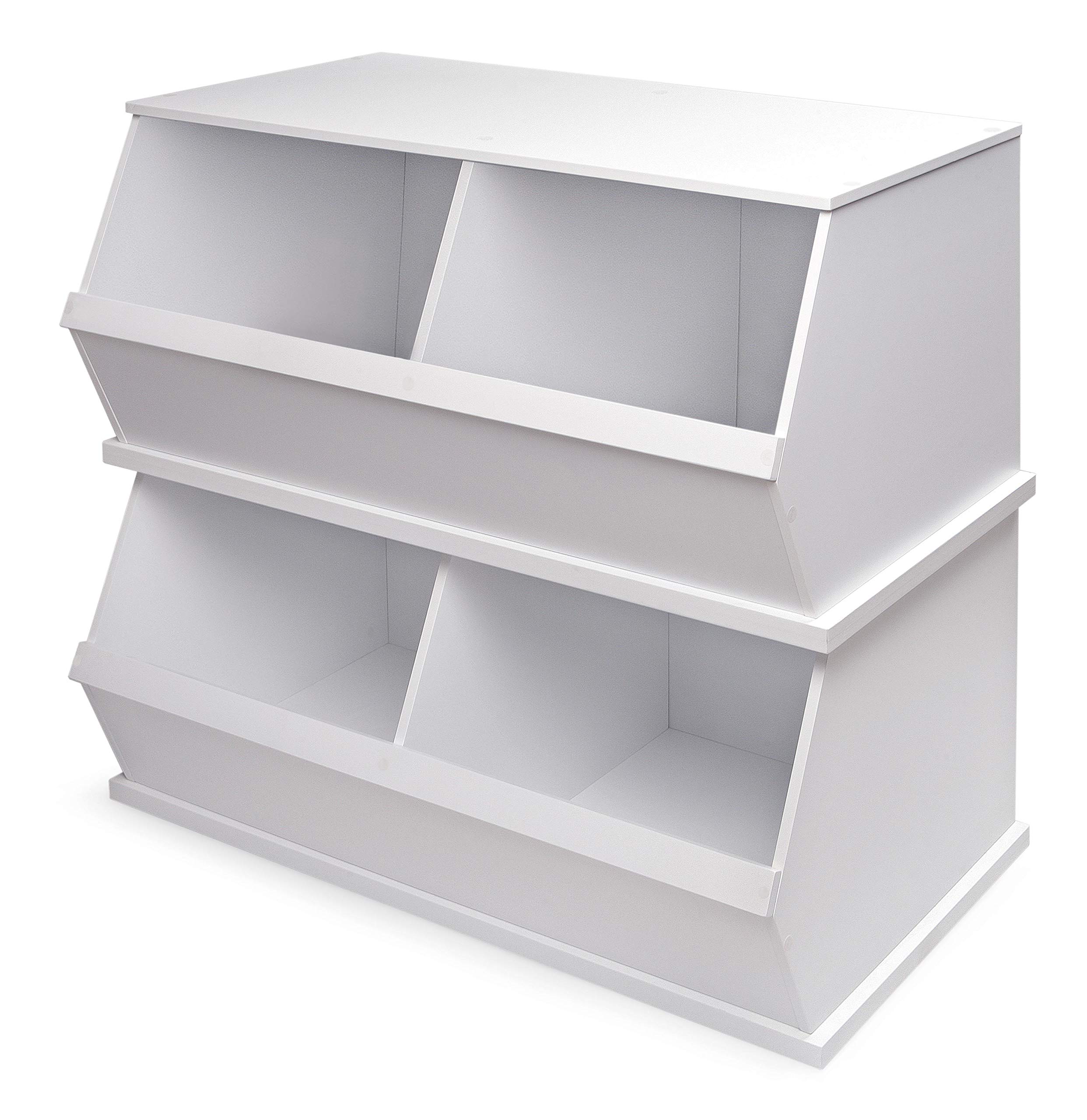 Badger Basket Two-Bin Stackable Storage Cubby – White Modular & Expandable Organizer for Toys, Crafts, Kids Room & Playroom Organization