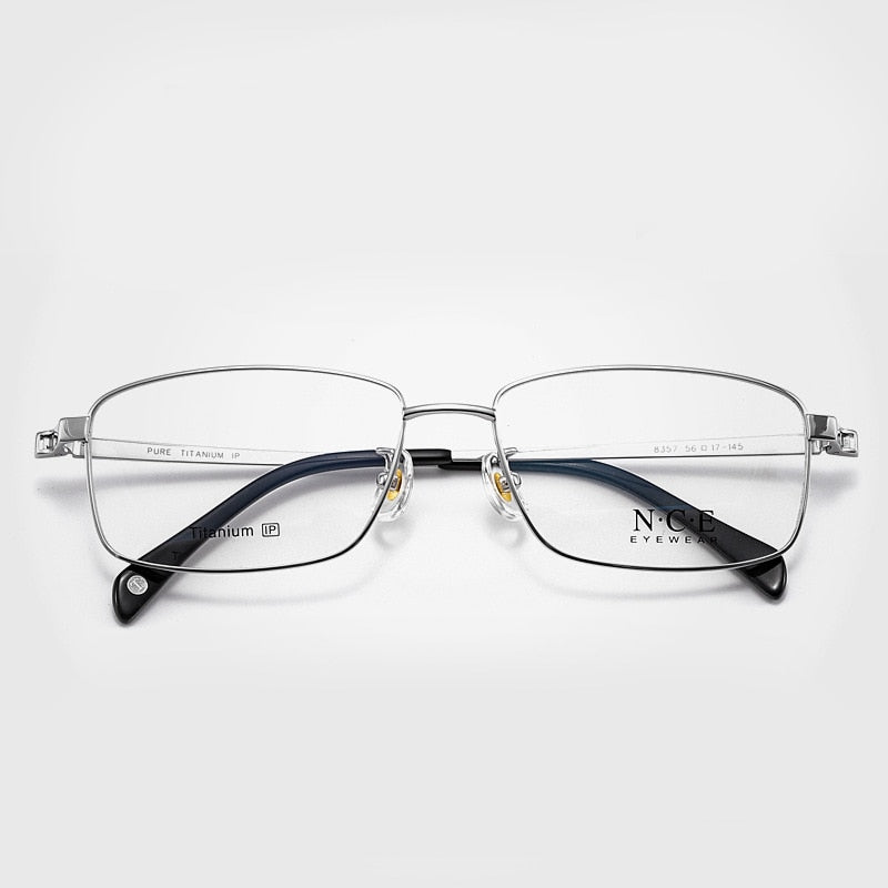 Bclear Men's Full Rim Square Titanium Eyeglasses Sc8357 - Lightweight Durable Frame for Work, Reading & Fashion | Stylish Prescription Glasses for Men