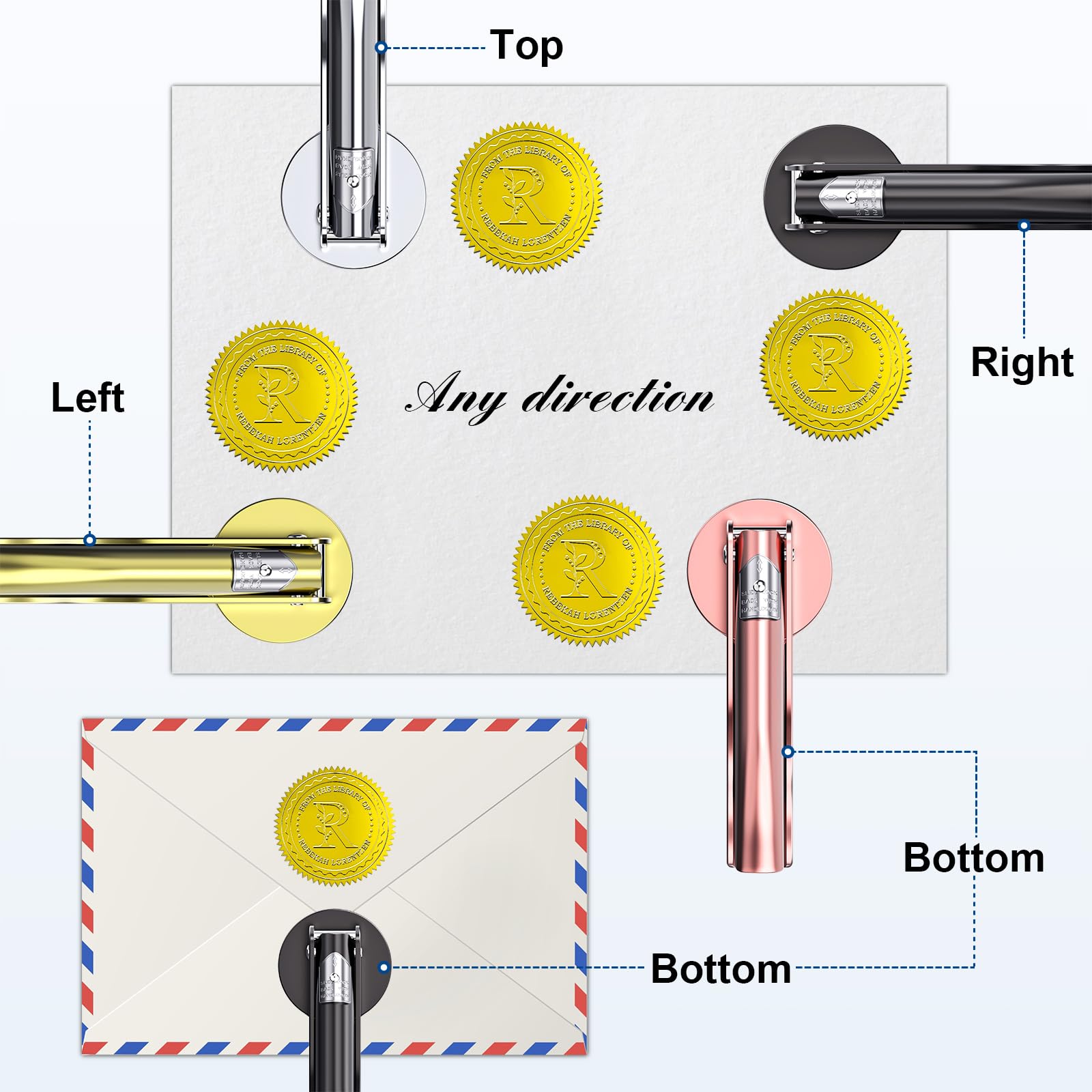 Personalized Custom Book Embosser Stamp - Engrave Your Text/Logo on Books, Business Cards, Paper Documents & Notebooks | Perfect for Gifts, Office Use & Craft Projects