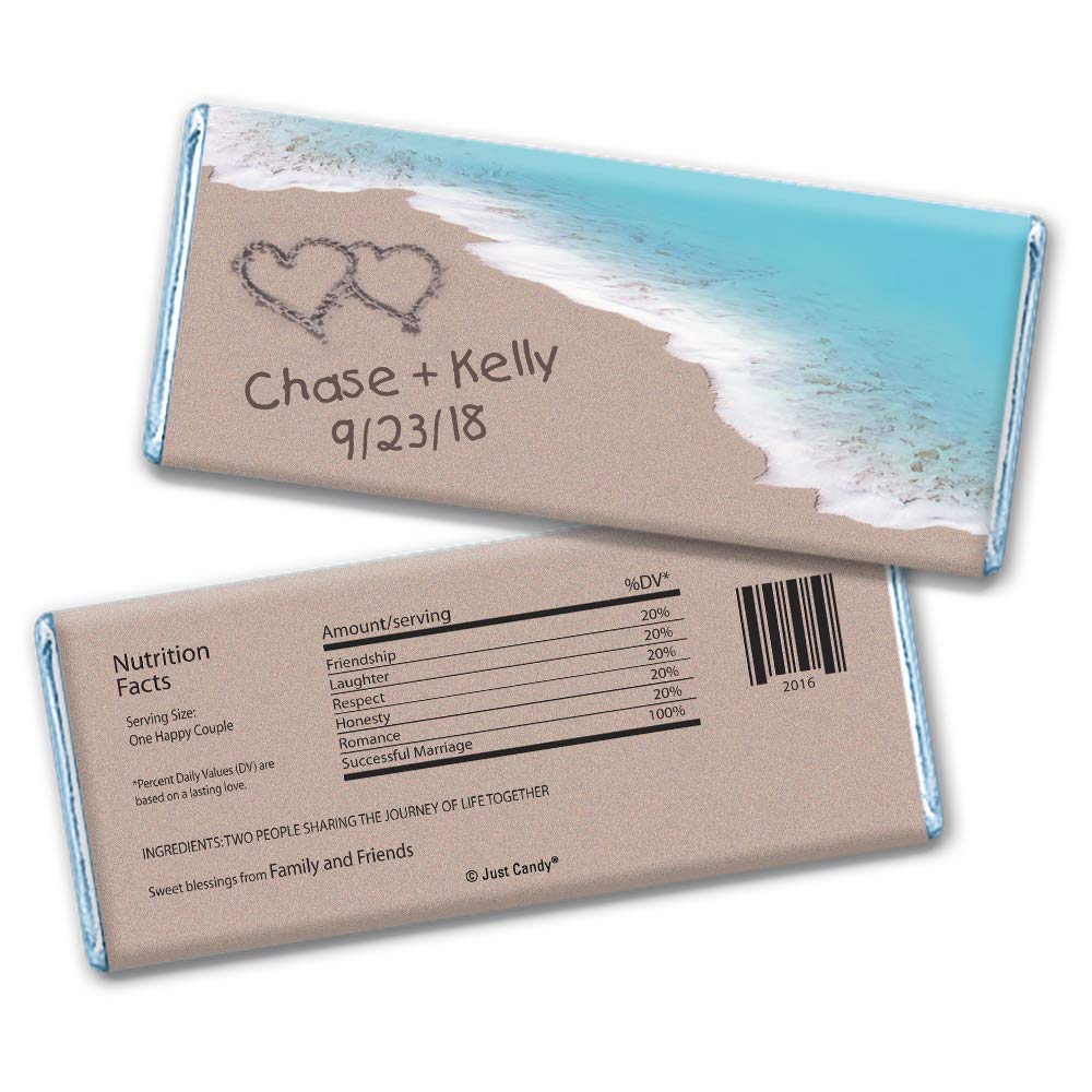 Personalized Milk Chocolate Bars for Destination Weddings - 12 Blue Foil Wrapped Candy Favors | Wedding Party Favors, Bridal Shower Gifts & Thank You Treats