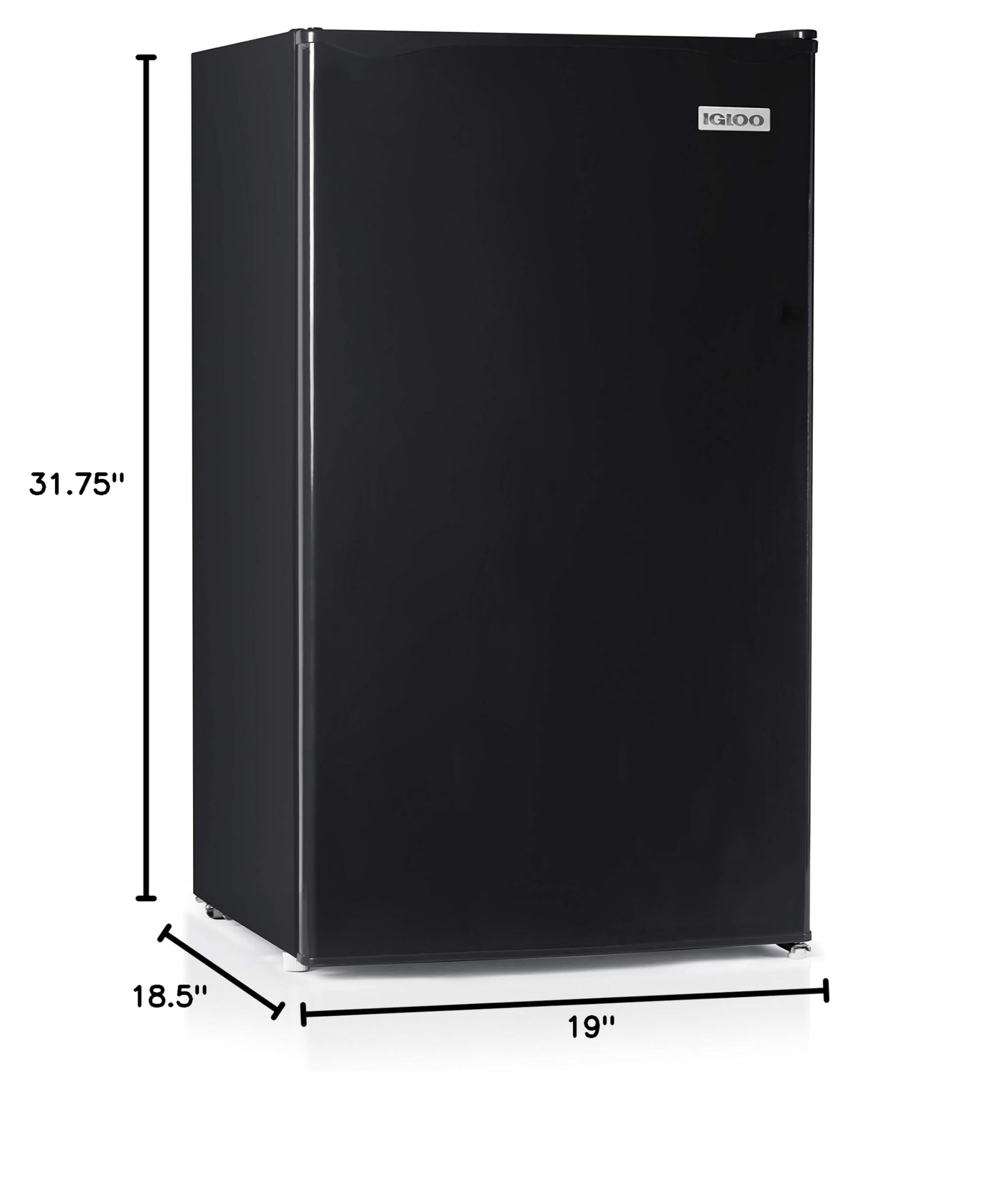 Igloo IRF32BK 3.2 Cu.ft Compact Refrigerator with Freezer - Single Door, Slide-Out Glass Shelf - Ideal for Home, Office, Dorm, RV & Small Spaces - Energy Efficient Mini Fridge for Beverages, Snacks & Meal Prep