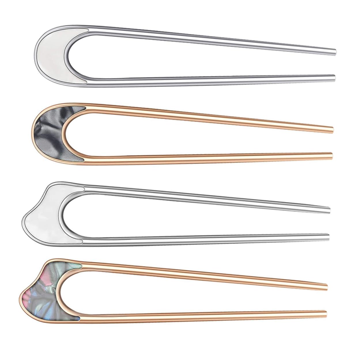 POPETPOP 4pcs U-Shaped Hairpins for Women - Tortoise Shell Metal Retro French Hair Clips, Vintage Hair Accessories (Zinc Alloy) - Perfect for Updos, Braids & Vintage Styling