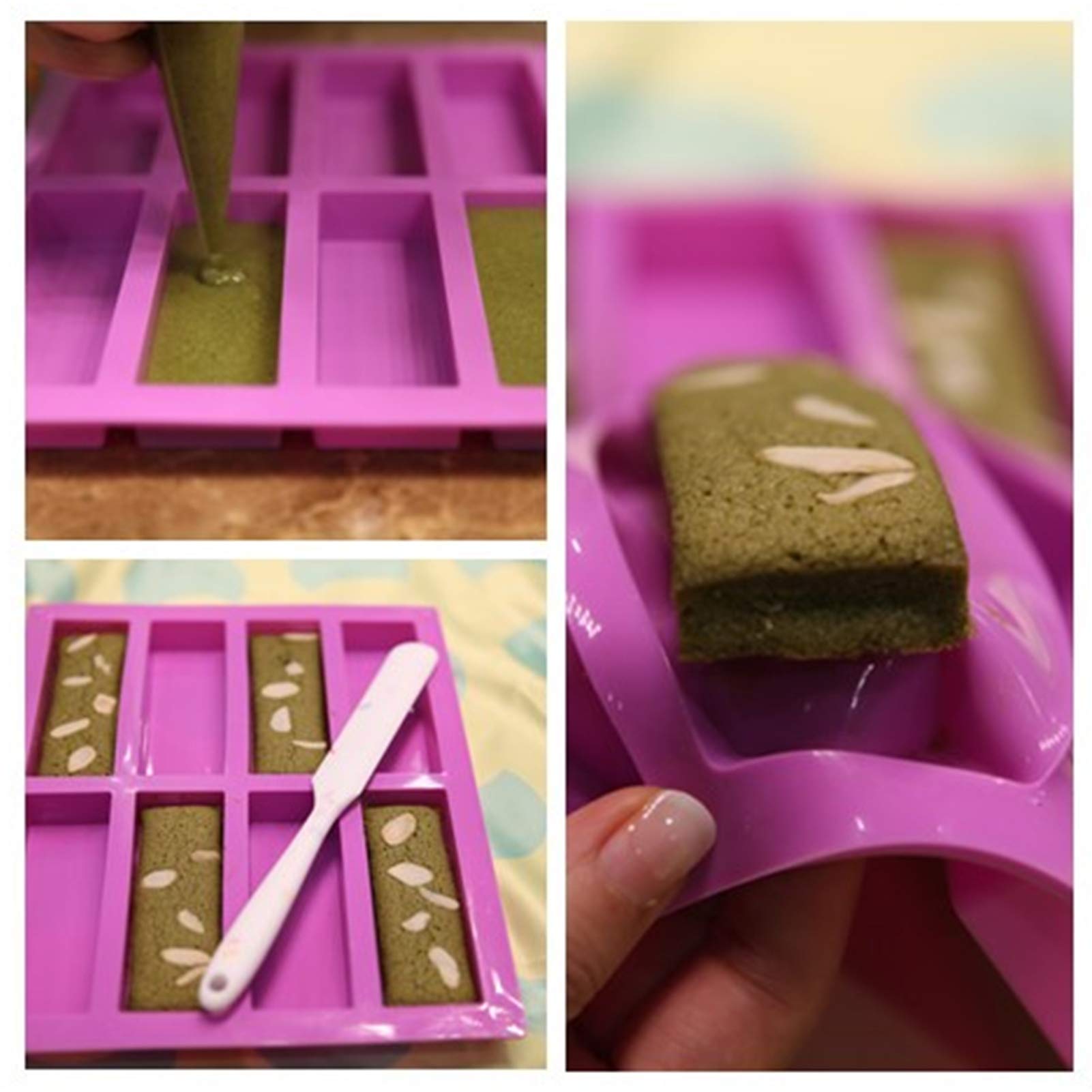 2PCS Rectangle Granola Silicone Molds - Cereal & Energy Bar Maker for Chocolate Truffles, Bread, Brownie, Cheesecake & Cornbread - BPA-Free Baking Tools for Homemade Snacks & Party Treats (Purple)