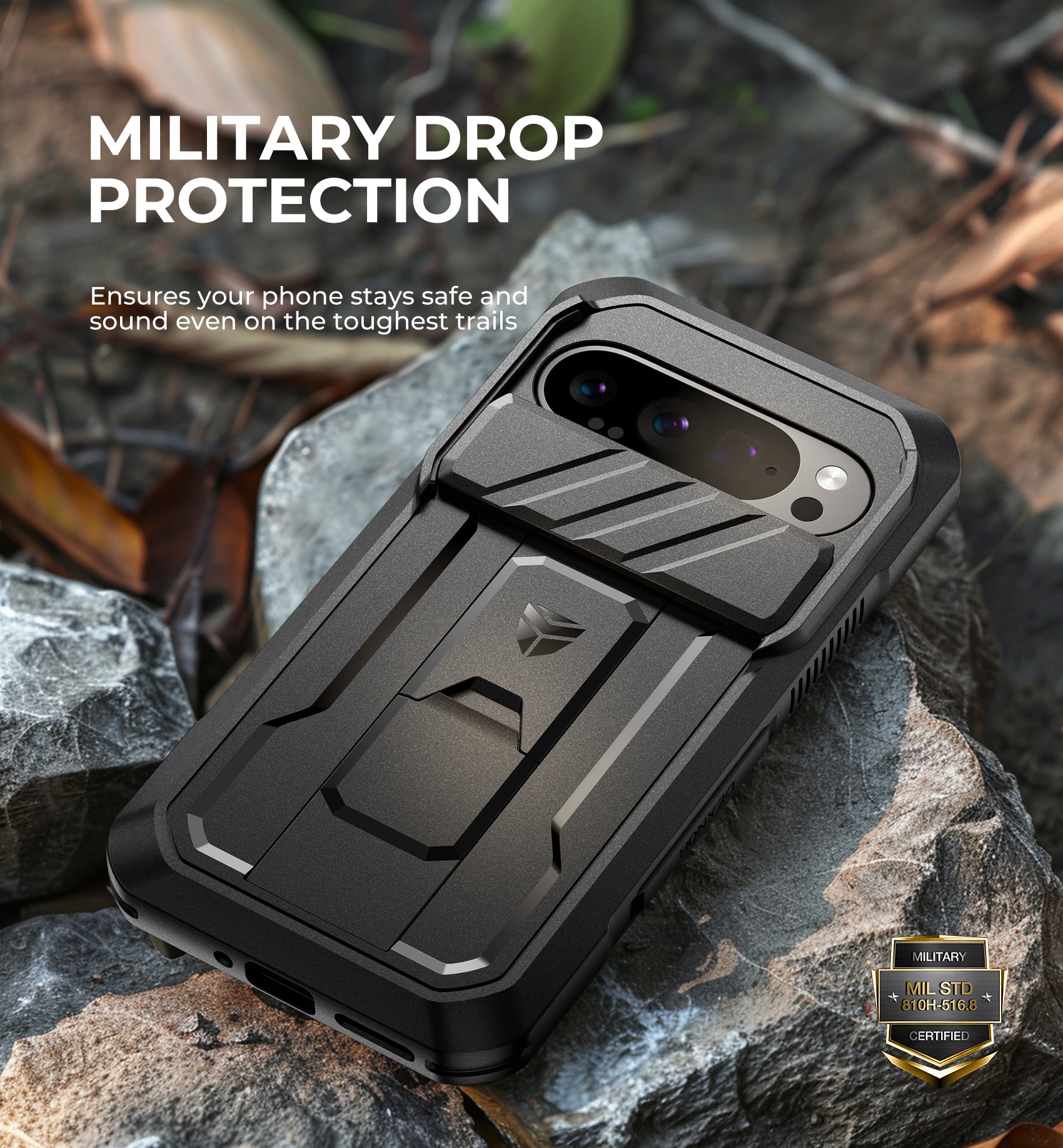 Dexnor Heavy Duty Shockproof Rugged Case for Google Pixel 9 Pro with Built-in Screen Protector, Full Body Bumper & Kickstand - Perfect for Outdoor Adventures, Work & Daily Protection