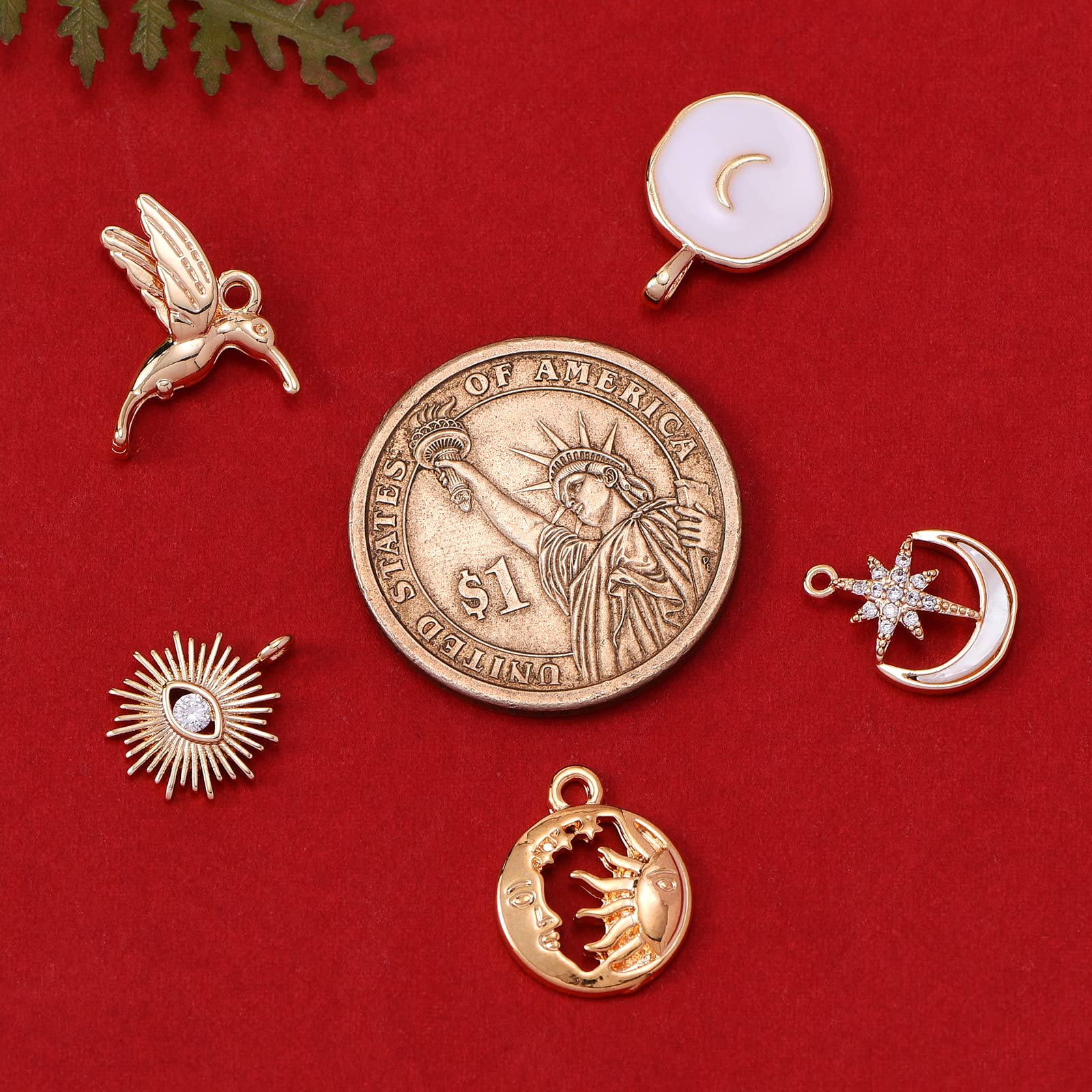 10Pcs Brass Cubic Zirconia Charms Pendants - 18K Gold Plated DIY Jewelry Making Supplies with Freshwater Shell Accents | Perfect for Necklace, Bracelet & Craft Projects