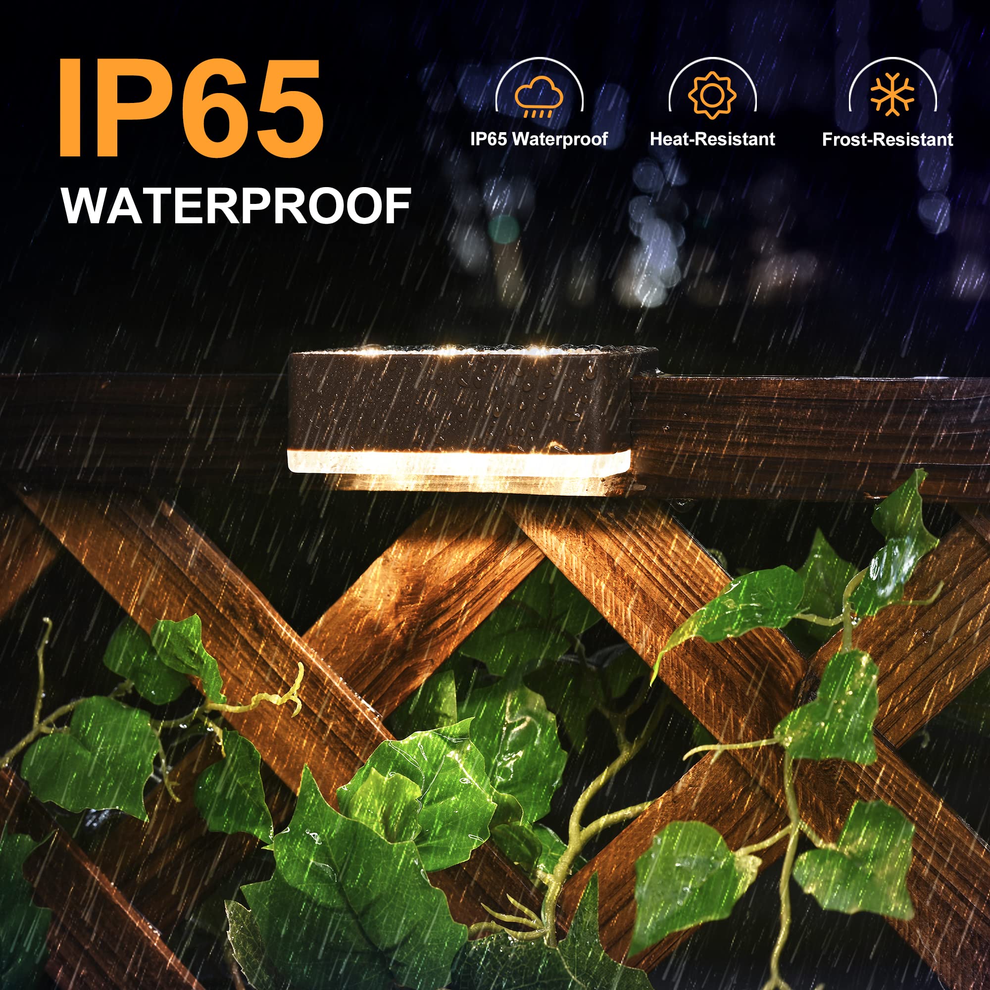 SOLPEX 16 Pack Solar Fence Lights Outdoor - 6 LED Waterproof Solar Powered Lights for Deck, Stair, Front Porch, Balcony, Walkway, Garden, Yard, Patio & Pool Decor - IP65 Waterproof Warm White Solar Lights for Nighttime Safety & Ambience