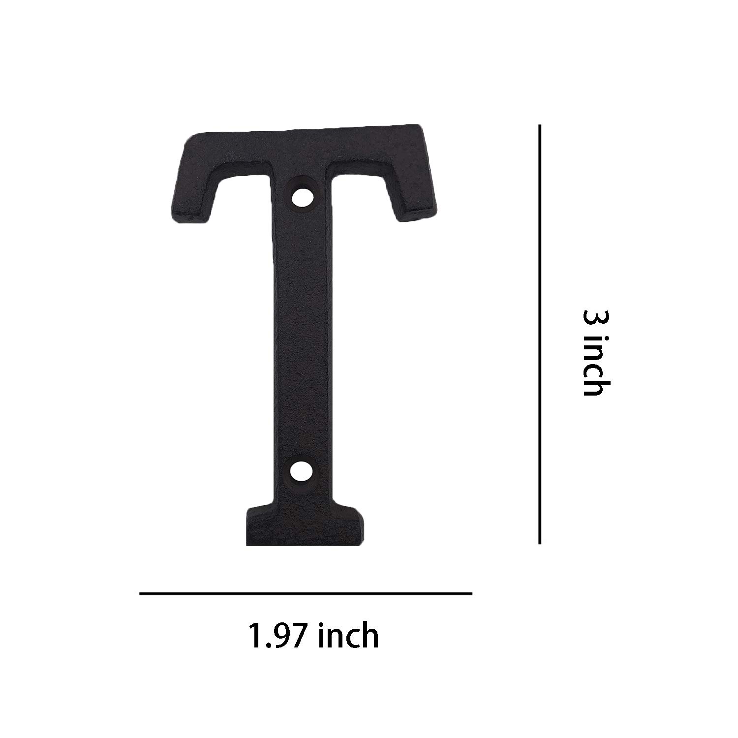 3 Inch Solid Cast Iron House Numbers - Durable Outdoor Address Plaque for Mailbox, Front Door & Garden | Weatherproof Home Decor (Letter T Included) - Perfect for Curb Appeal & Package Delivery