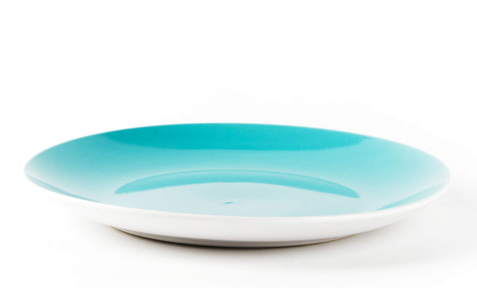 12-Piece Stoneware Coupe Dinnerware Set - White Exterior & Turquoise Interior - Elegant Tableware for Everyday Dining, Dinner Parties & Home Decor