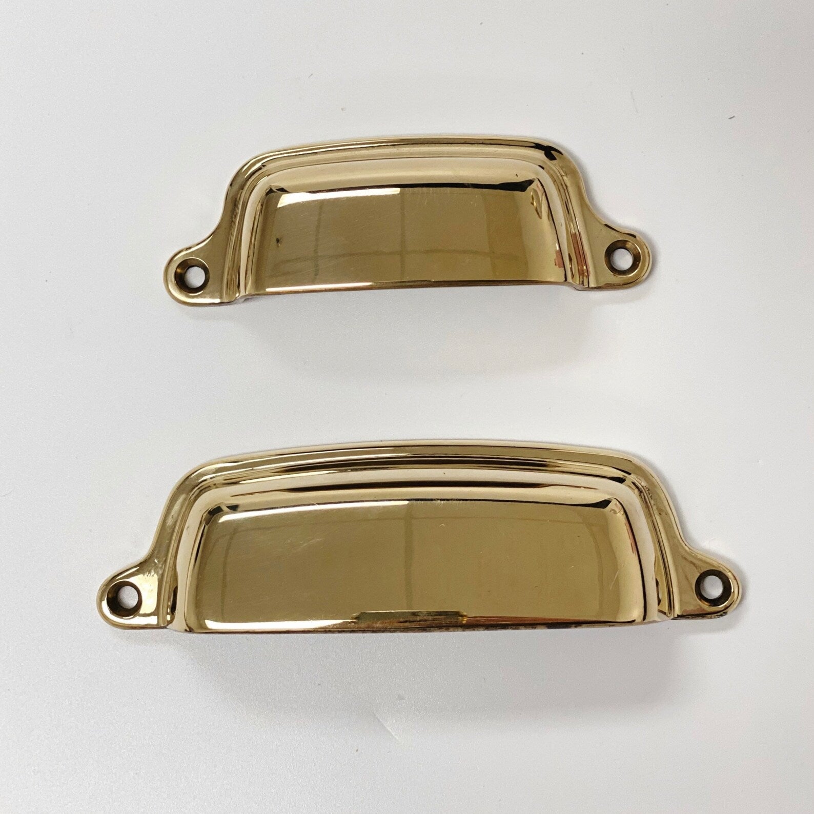 Vintage Unlacquered Brass Eloise Cabinet Cup Drawer Pull - 3