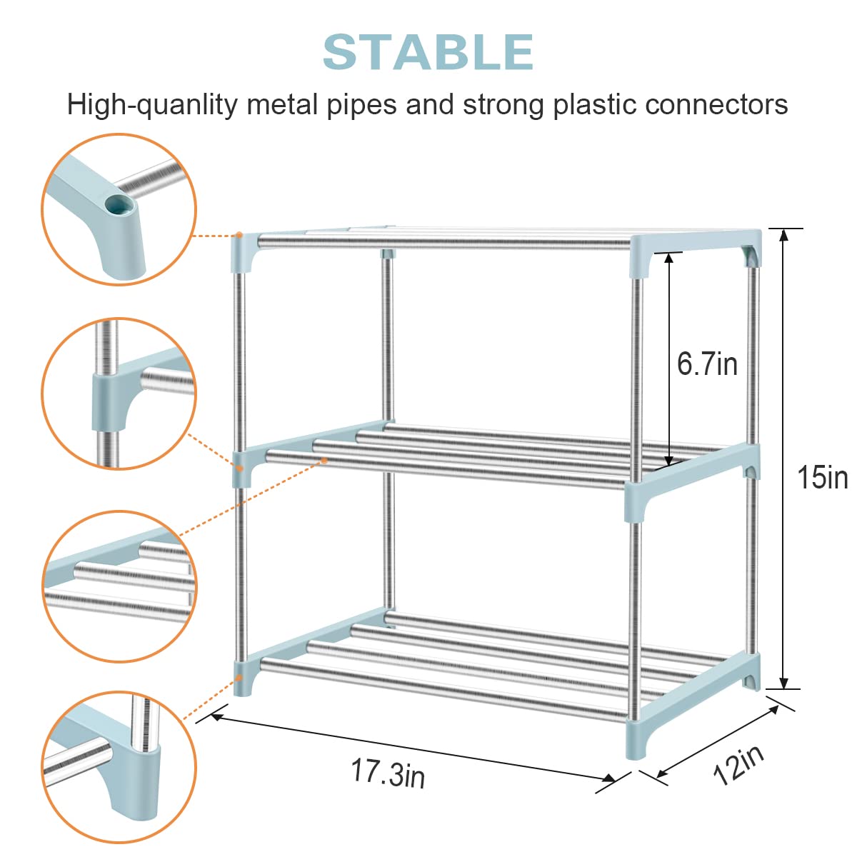 Sunvito 3-Tier Stackable Shoe Rack - Lightweight Shoe Storage Organizer for Closet, Entryway, Hallway & Living Room | Space-Saving Shoe Shelf for Small Spaces | Perfect for Apartments, Dorms & Home Organization