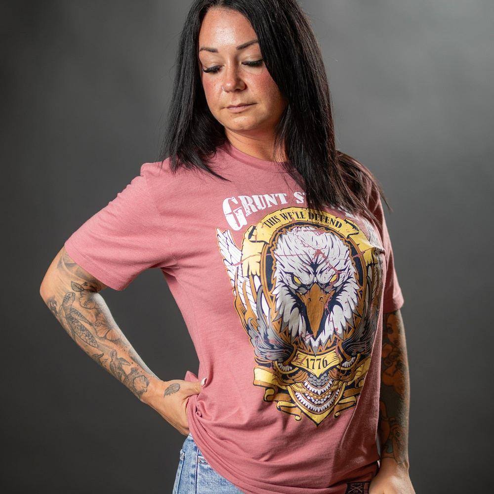 Women's Easy Rider Boyfriend Fit T-Shirt - Heather Mauve Vintage Style Cotton Tee for Casual Wear & Everyday Outfits