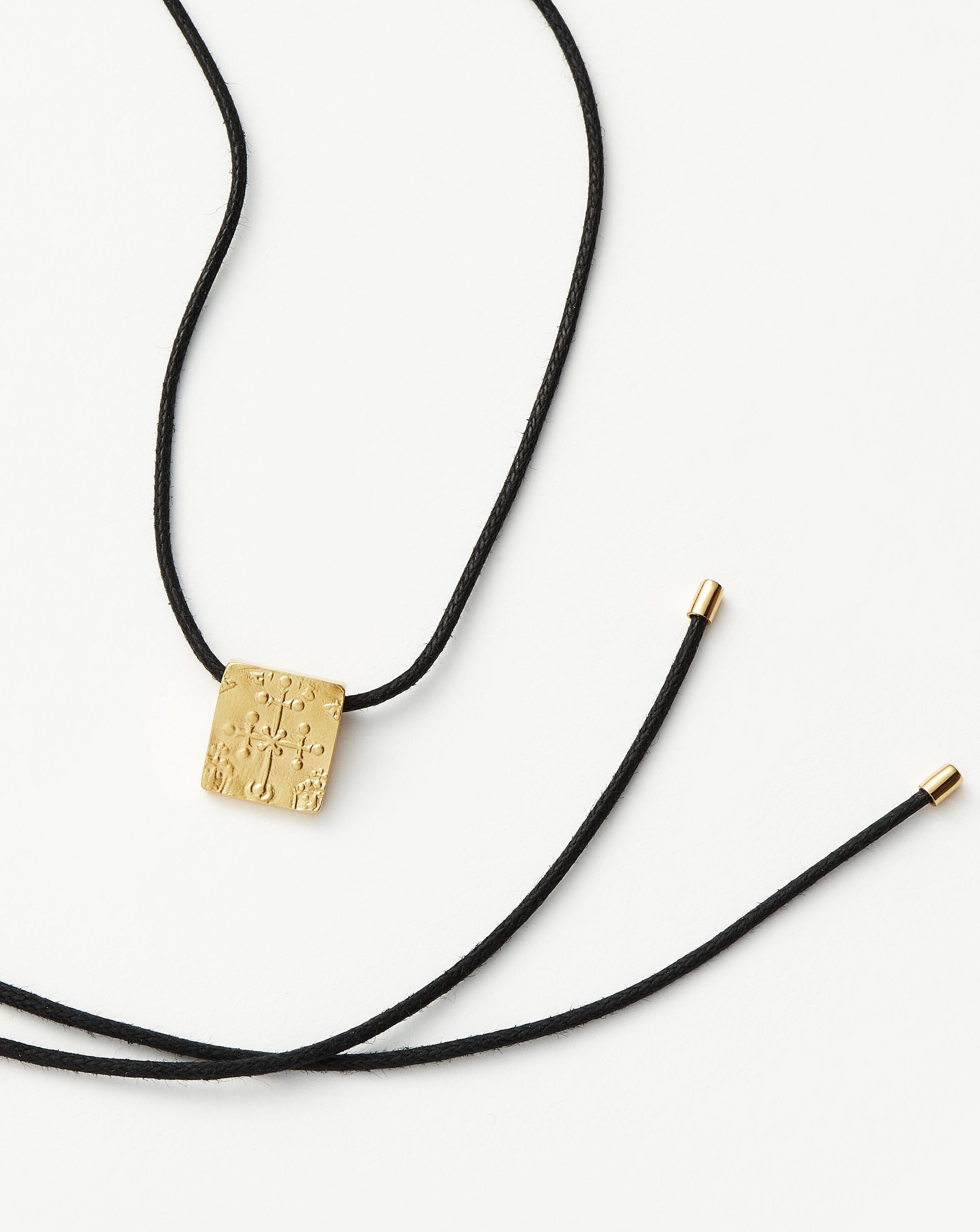 Lucy Williams Square Coin Cord Necklace - Minimalist Gold Pendant Jewelry for Women | Boho Chic Layering Necklace for Everyday Wear, Gift Giving & Special Occasions