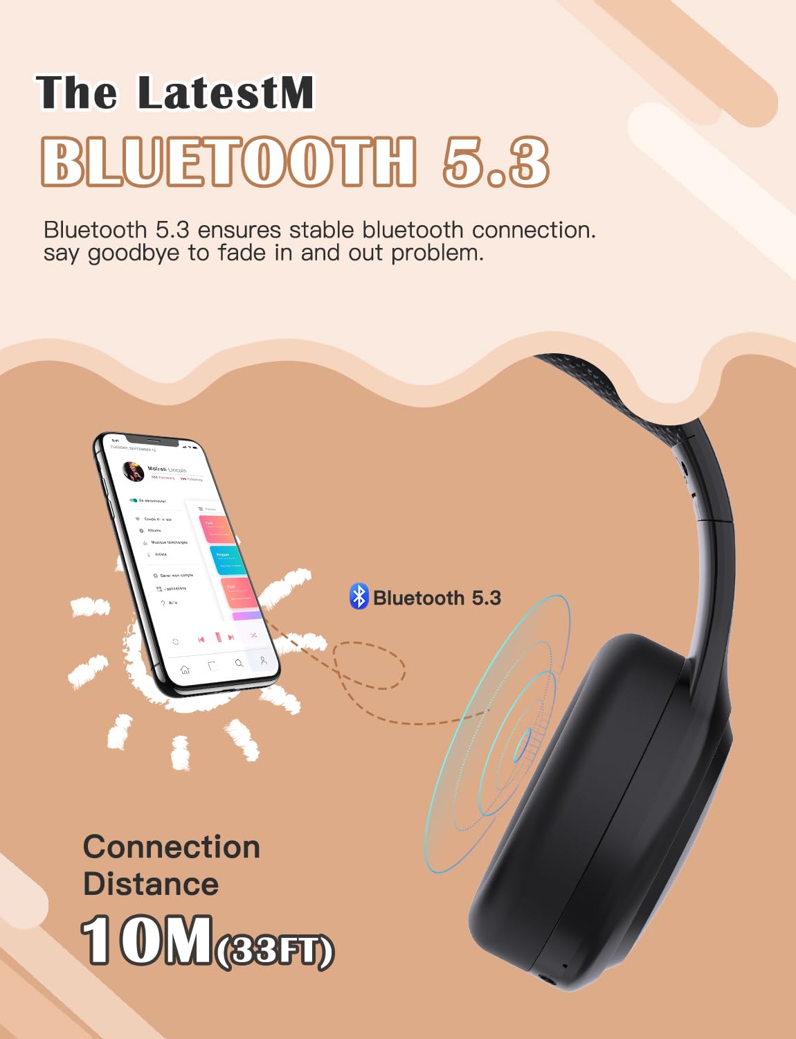Kids Bluetooth Headphones Wireless with Mic - Bluetooth 5.1 Over-Ear Foldable Headphones for Children, Stereo Sound, Lightweight & Portable for School, iPad, Tablet, Travel, and Online Classes (Black)