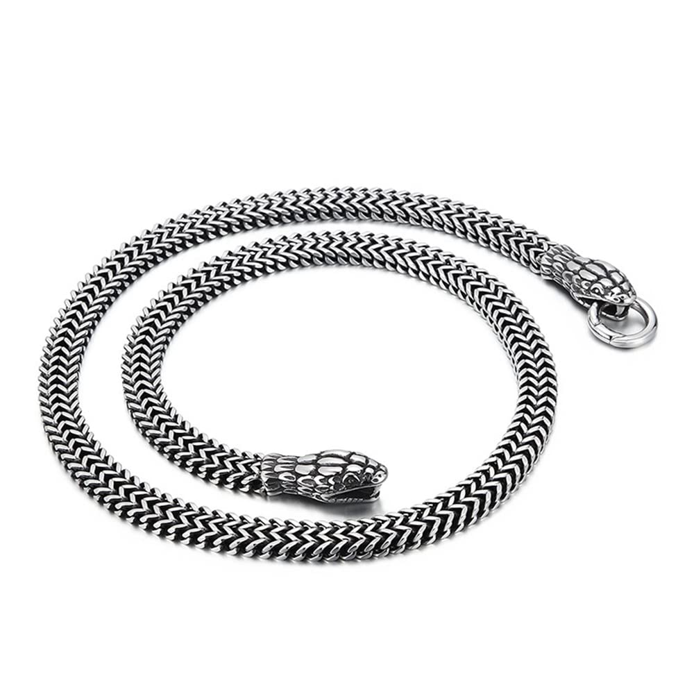 Punk Rock Snake Chain Necklace - Vintage Biker Jewelry for Men & Women - Hiphop & Gothic Style
