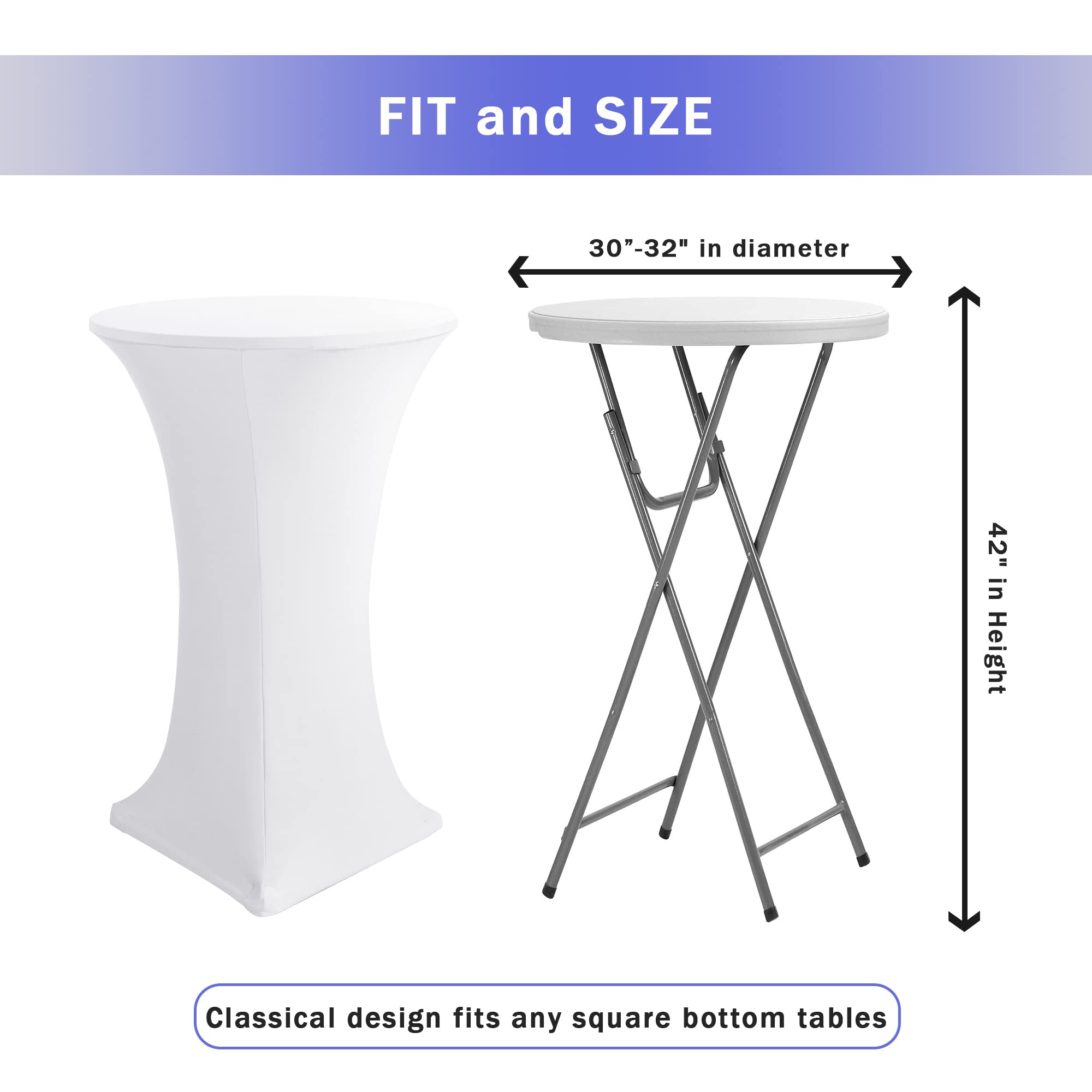 Premium 2-Pack Stretch Spandex Cocktail Table Covers - Fitted Elastic Corners for 30