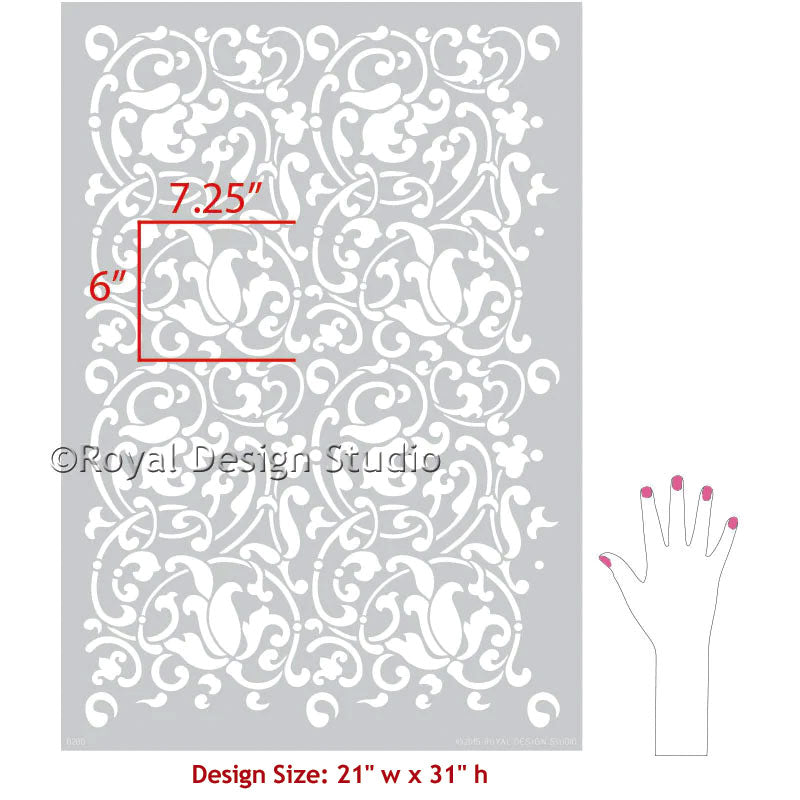 Jameela Vine Moroccan Wall Stencil - DIY Home Decor, Arabic Pattern Template for Painting, Wall Art, and Furniture Upcycling | Perfect for Living Room, Bedroom, and Boho Style Interiors