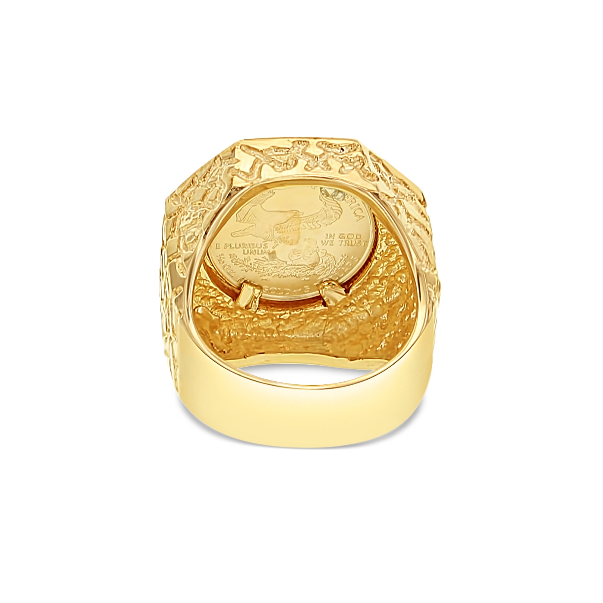 1/10OZ Lady Liberty Coin Ring - Octagon Bezel & Nugget Band - Unique Silver Jewelry for Women - Perfect for Gifts, Weddings & Special Occasions