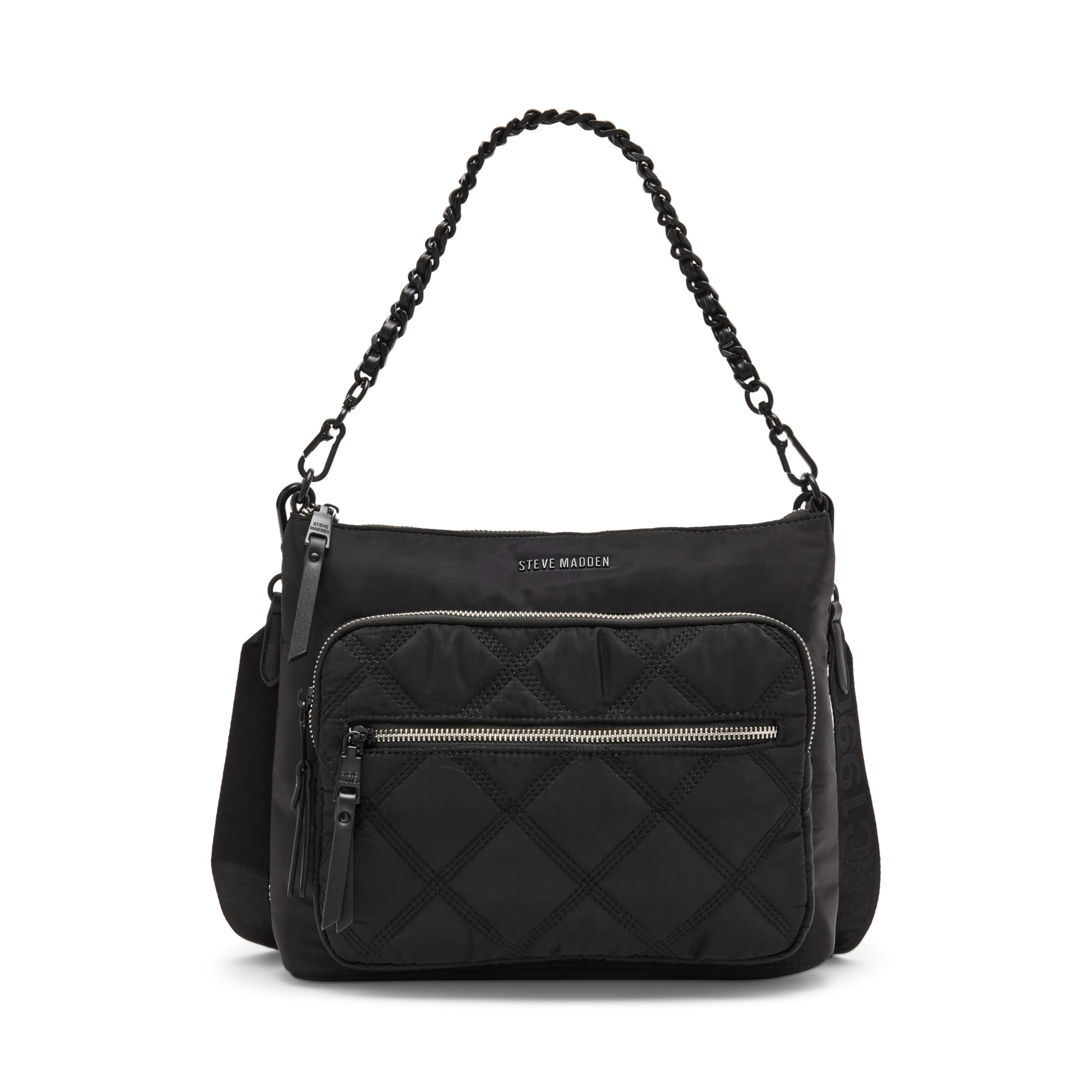 Steve Madden Bforrest Nylon Crossbody Bag for Women - Stylish Black Shoulder Purse with Adjustable Strap | Perfect for Everyday Use, Travel & Shopping