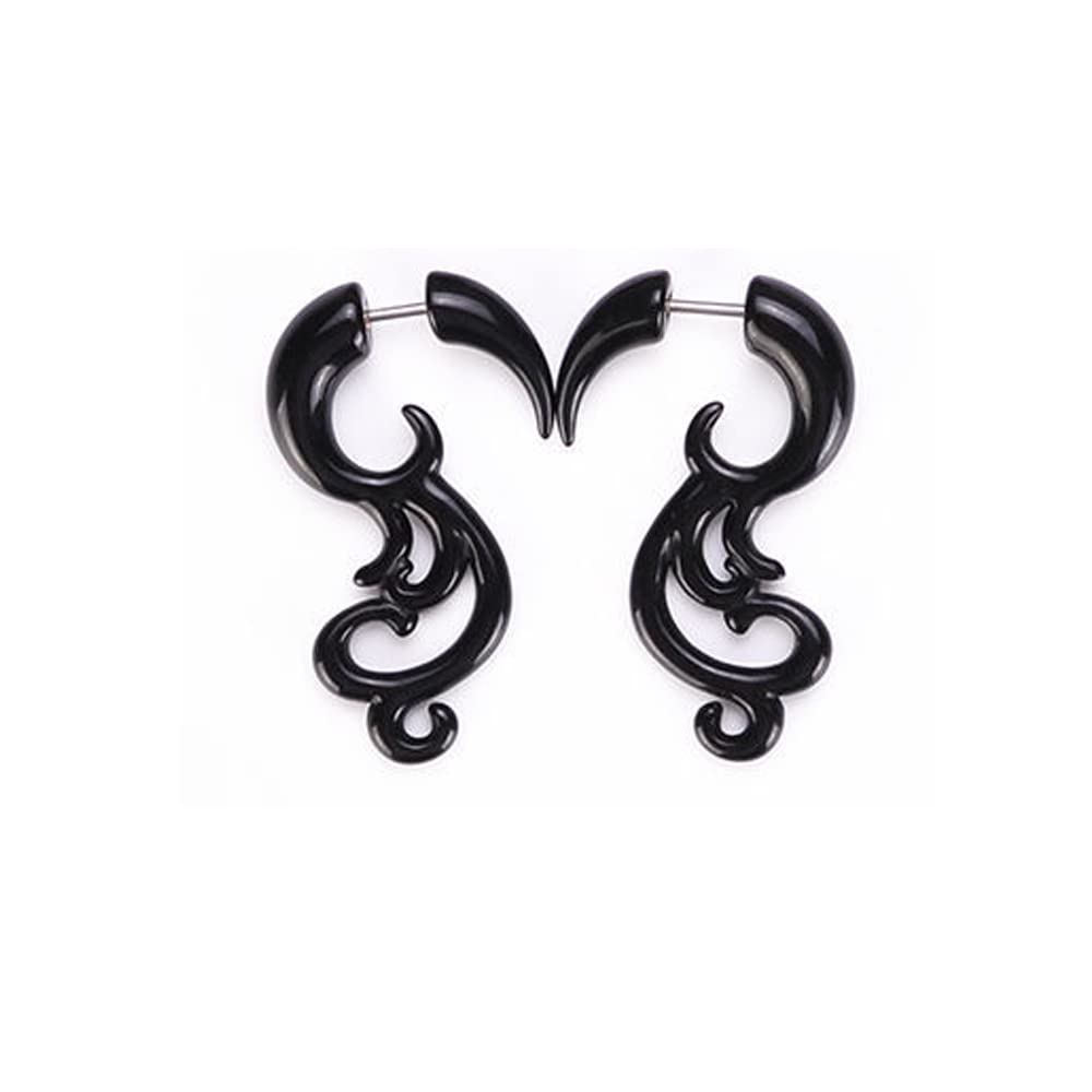Symmetrical Horn Spiral Plugs Earrings | Punk Acrylic Ear Tapers & Gothic Resin Snail Drop Dangle Earrings | Unique Auricle Jewelry for Women & Girls | Perfect for Gothic, Punk & Alternative Fashion Styles