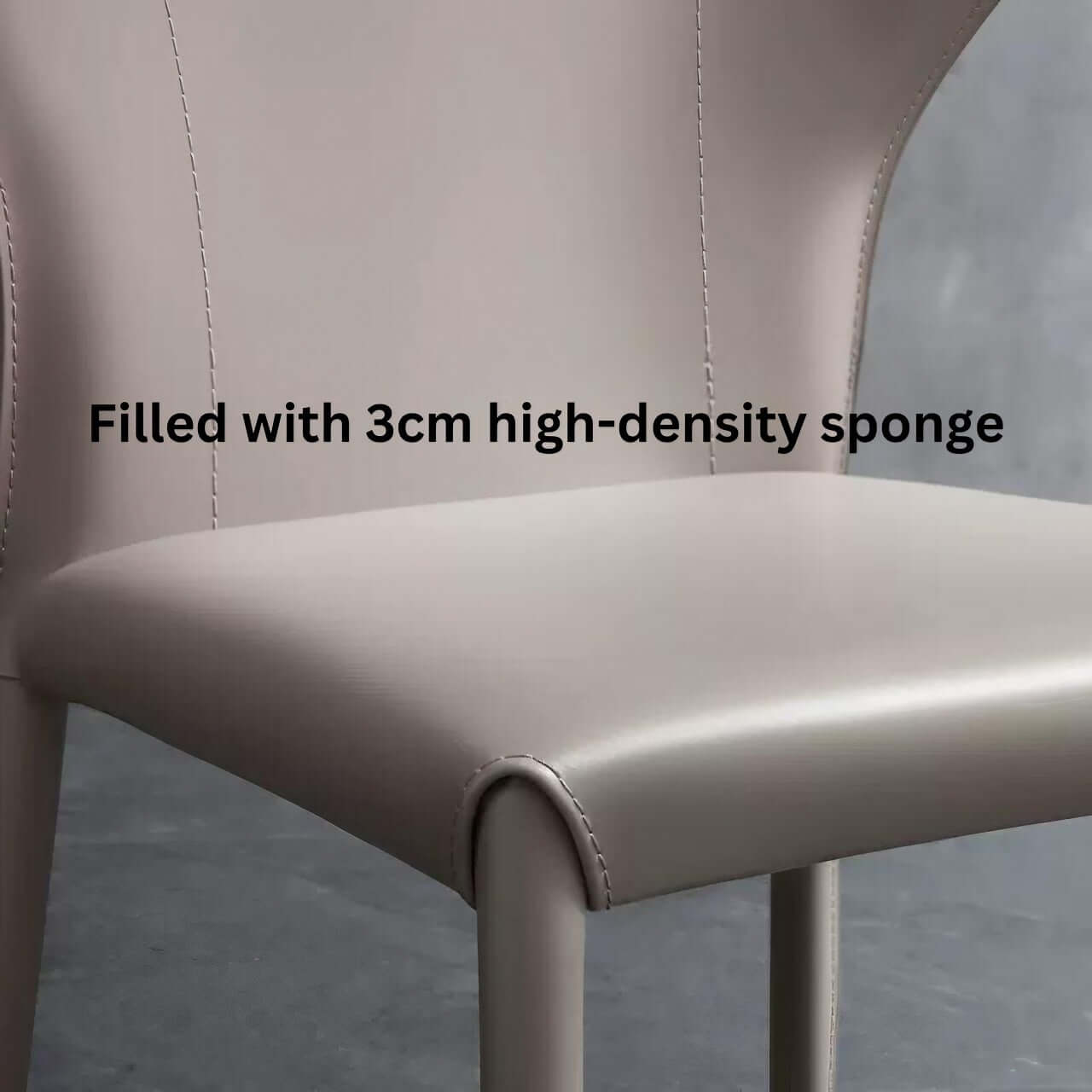 Light Khaki Saddle Leather C-Shaped Curved Backrest Dining Chair - Single Luxurious Minimalist Design for Modern Home, Restaurant & Office Use